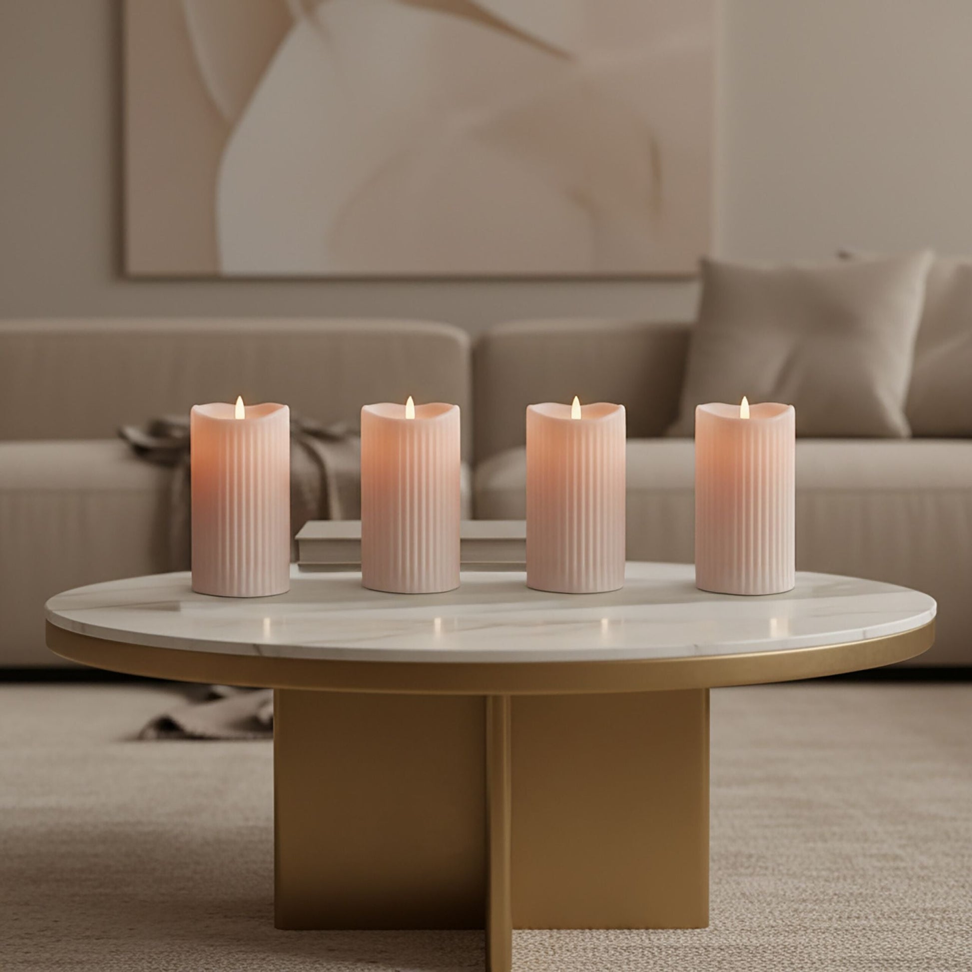 LED Kerzen 4er-Set Creme von Relaxdays