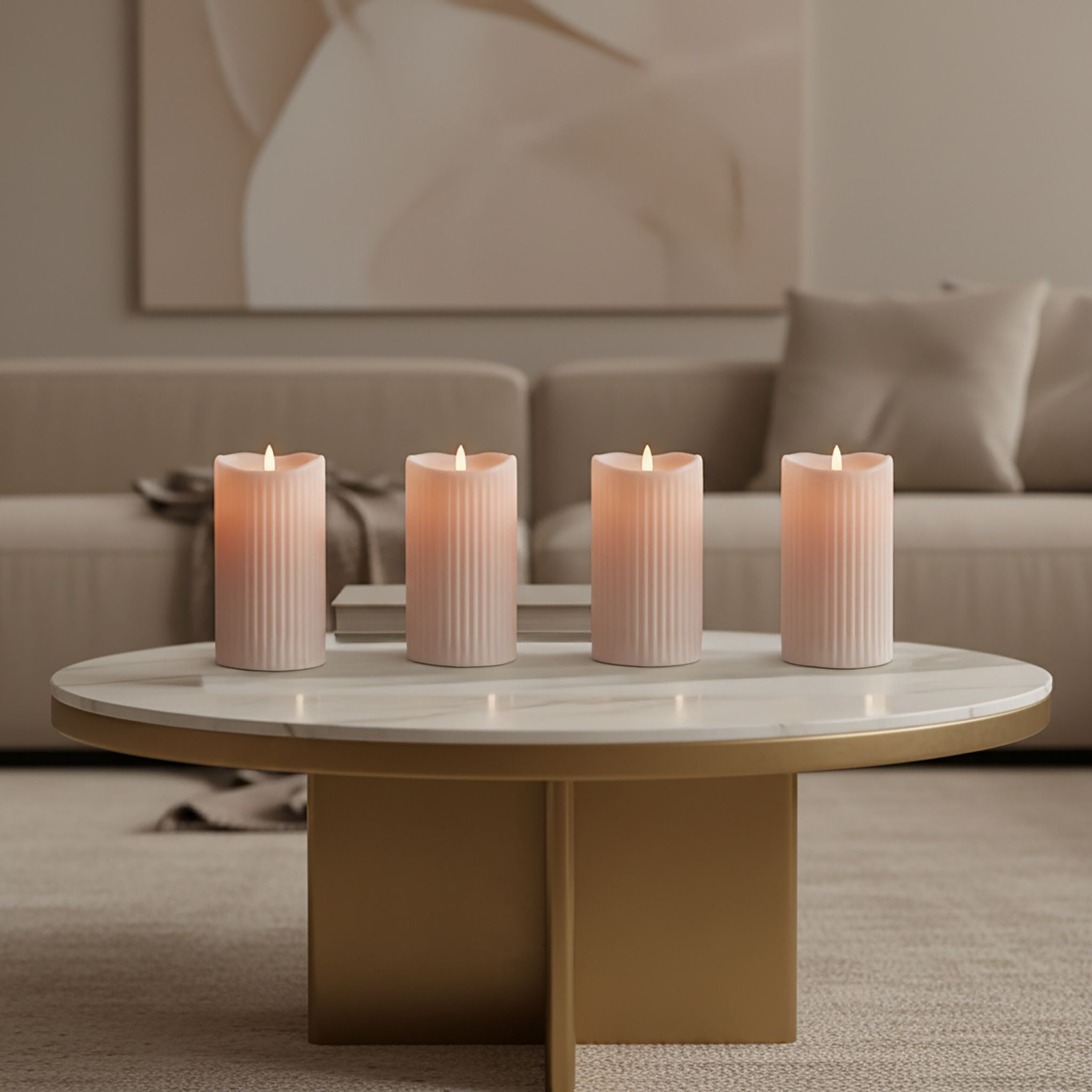 LED Kerzen 4er-Set Creme von Relaxdays