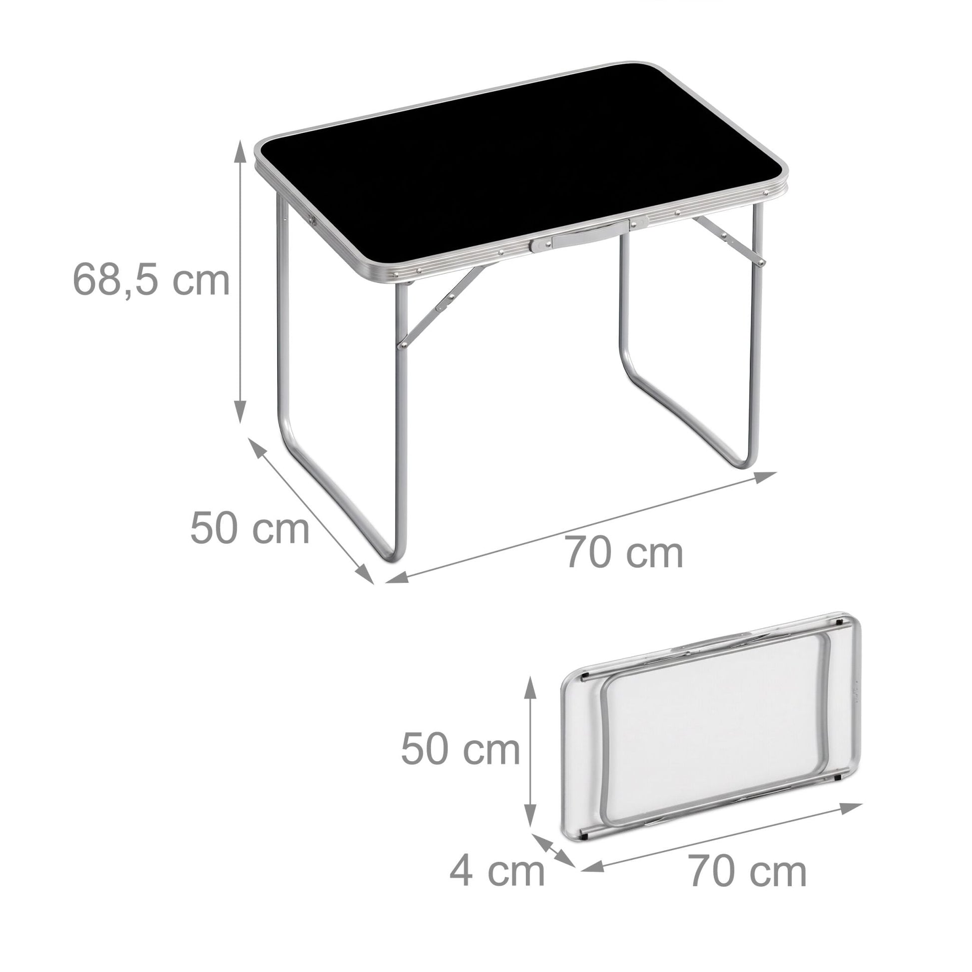 Klappbarer Campingtisch Schwarz-Silber von Relaxdays