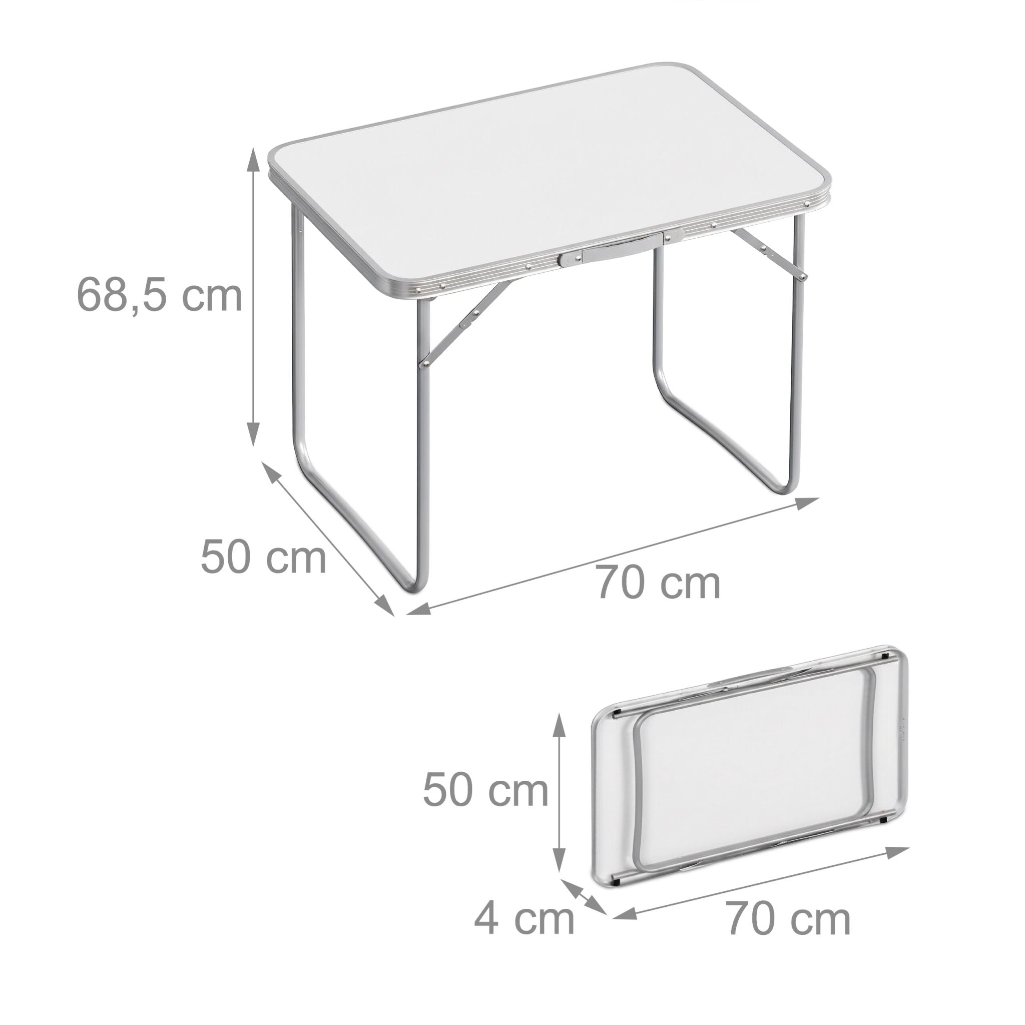 Klappbarer Campingtisch Weiss-Silber von Relaxdays