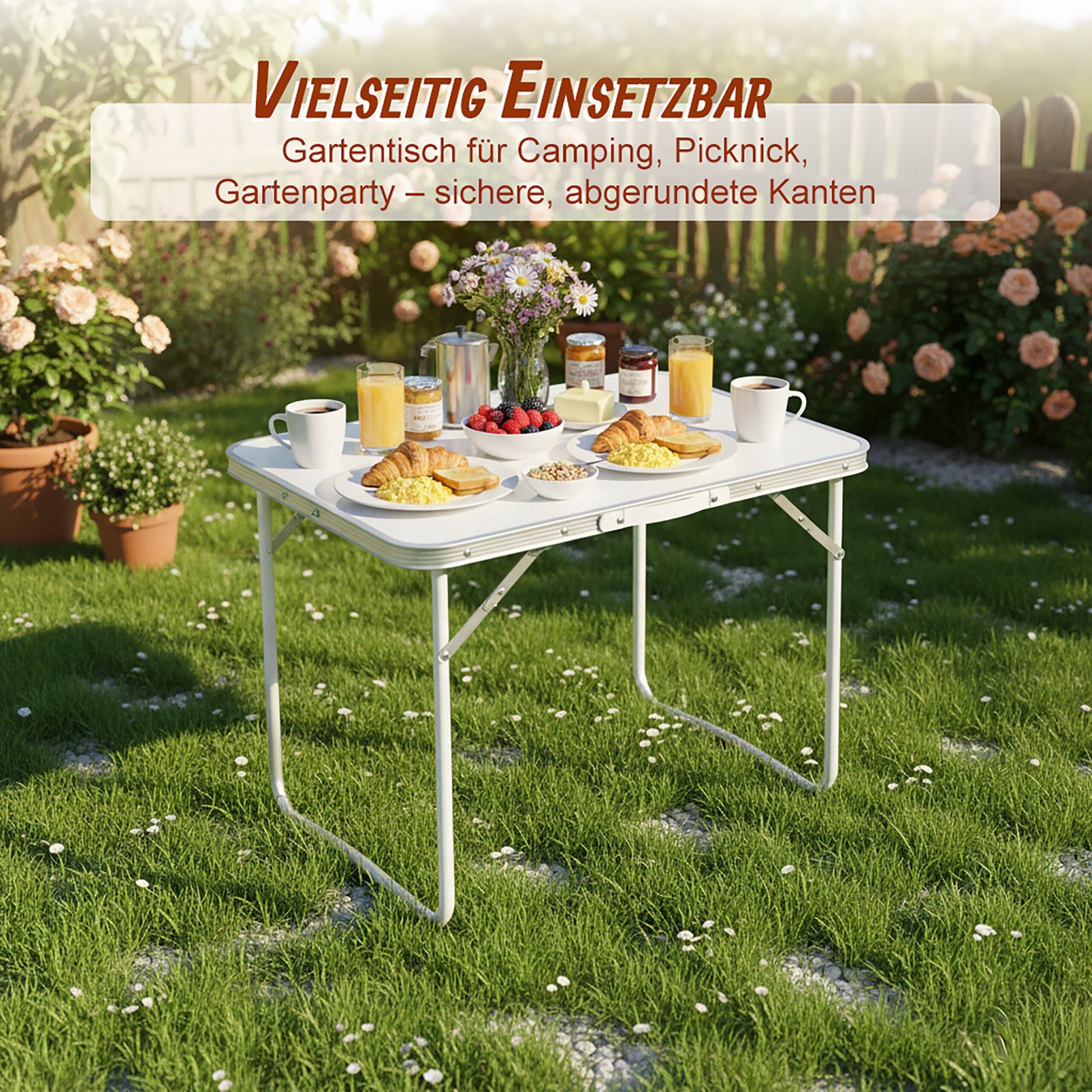 Klappbarer Campingtisch Weiss-Silber von Relaxdays