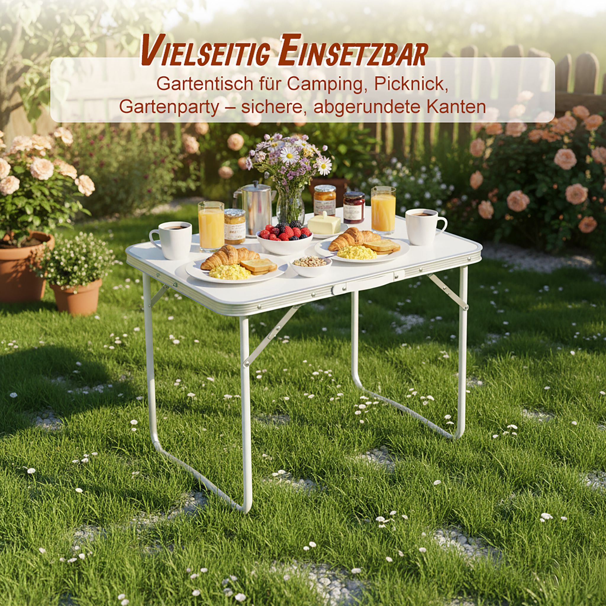 Klappbarer Campingtisch Weiss-Silber von Relaxdays