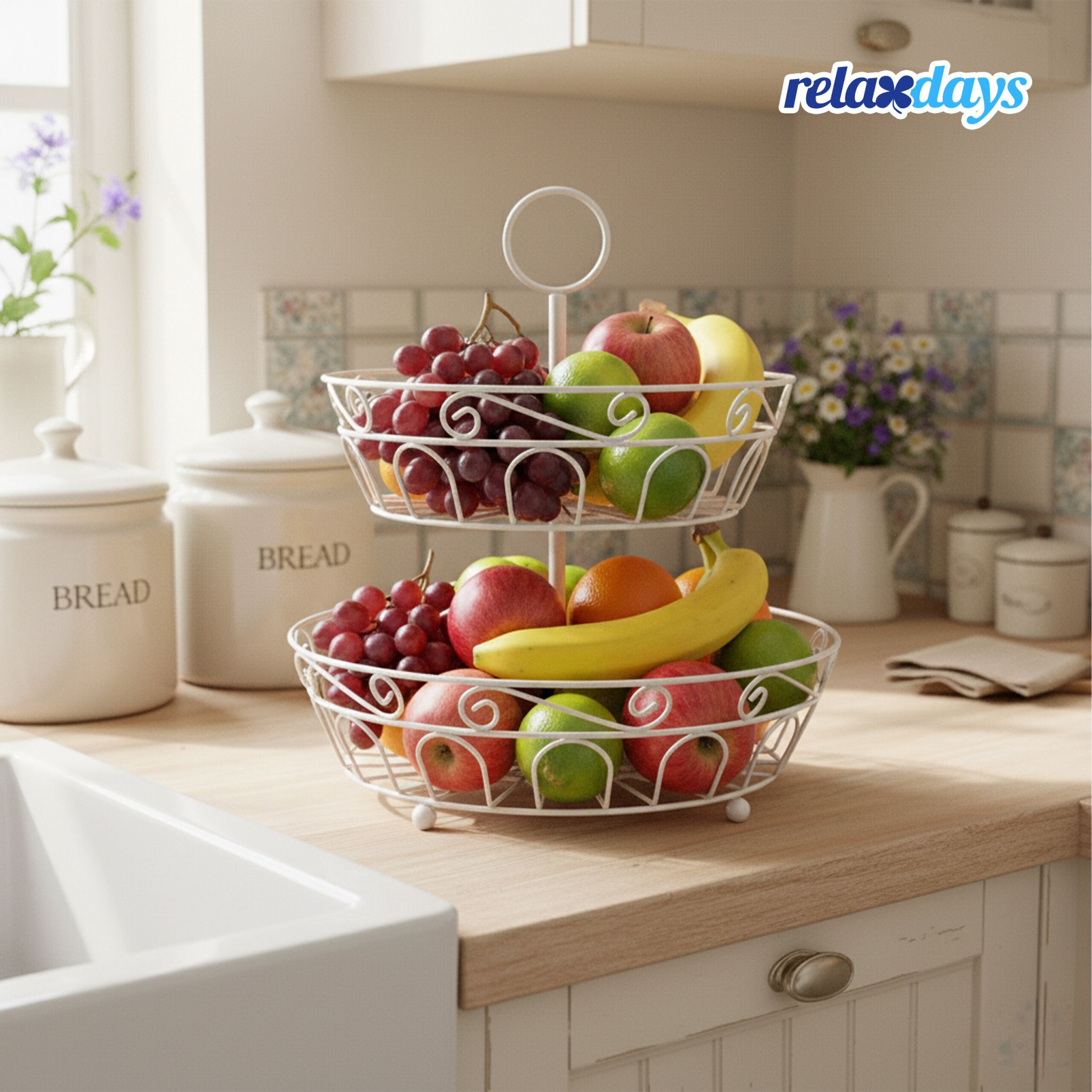 Obst Etagere 2 Etagen Weiss