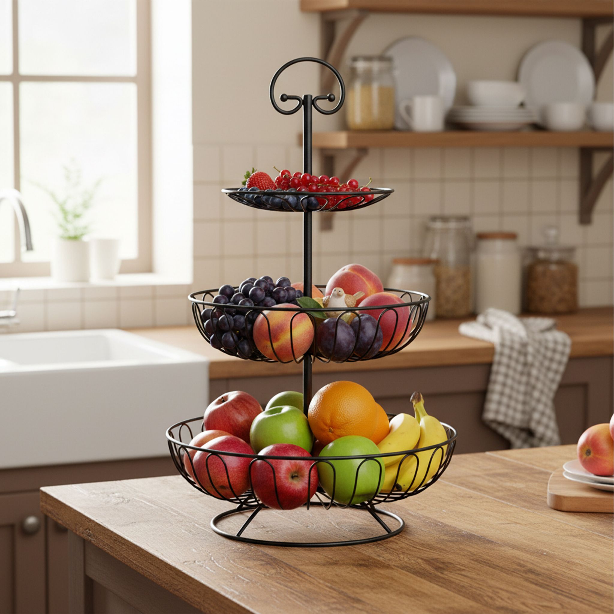Obst Etagere 3 Etagen Schwarz
