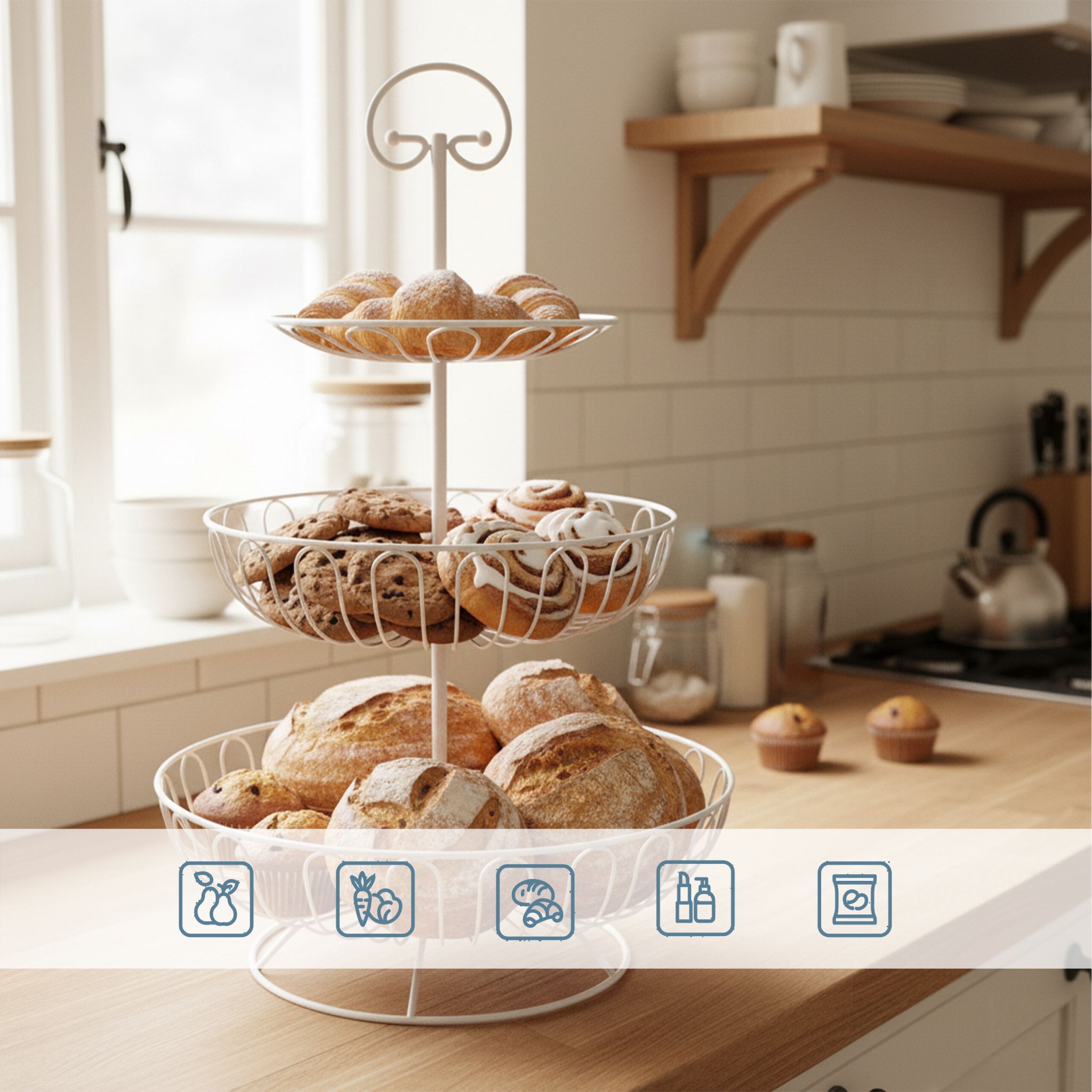 Obst Etagere 3 Etagen Weiss