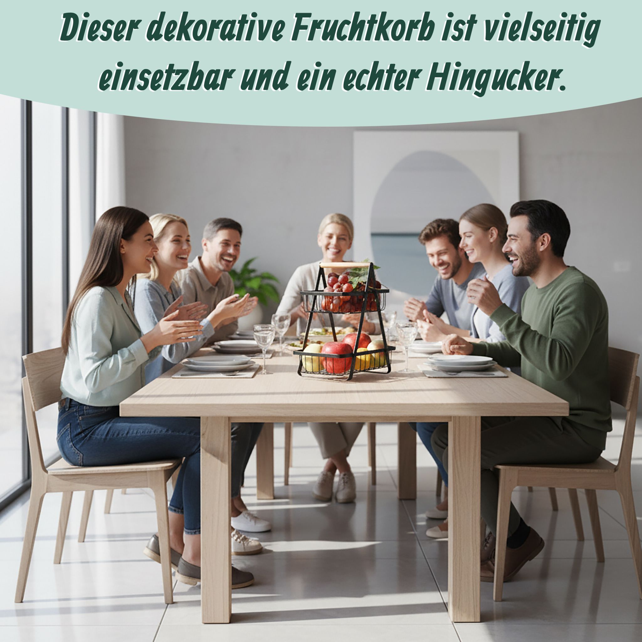 Obst Etagere 2 Etagen Weiss-Hellbraun