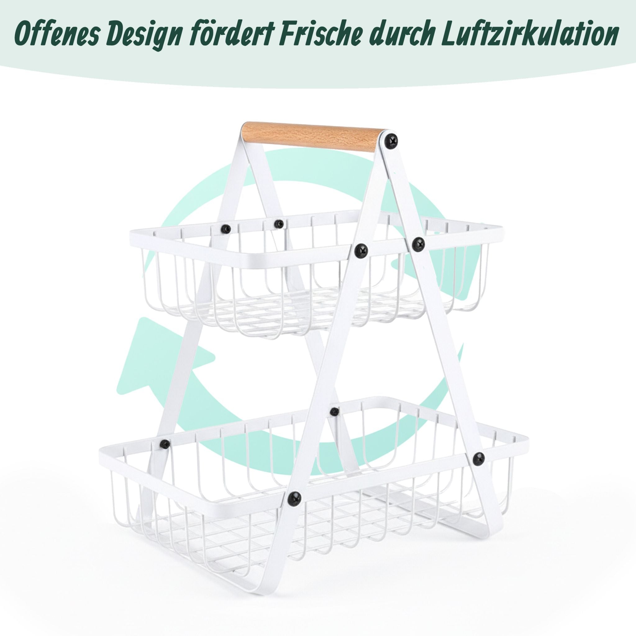 Obst Etagere 2 Etagen Weiss-Hellbraun