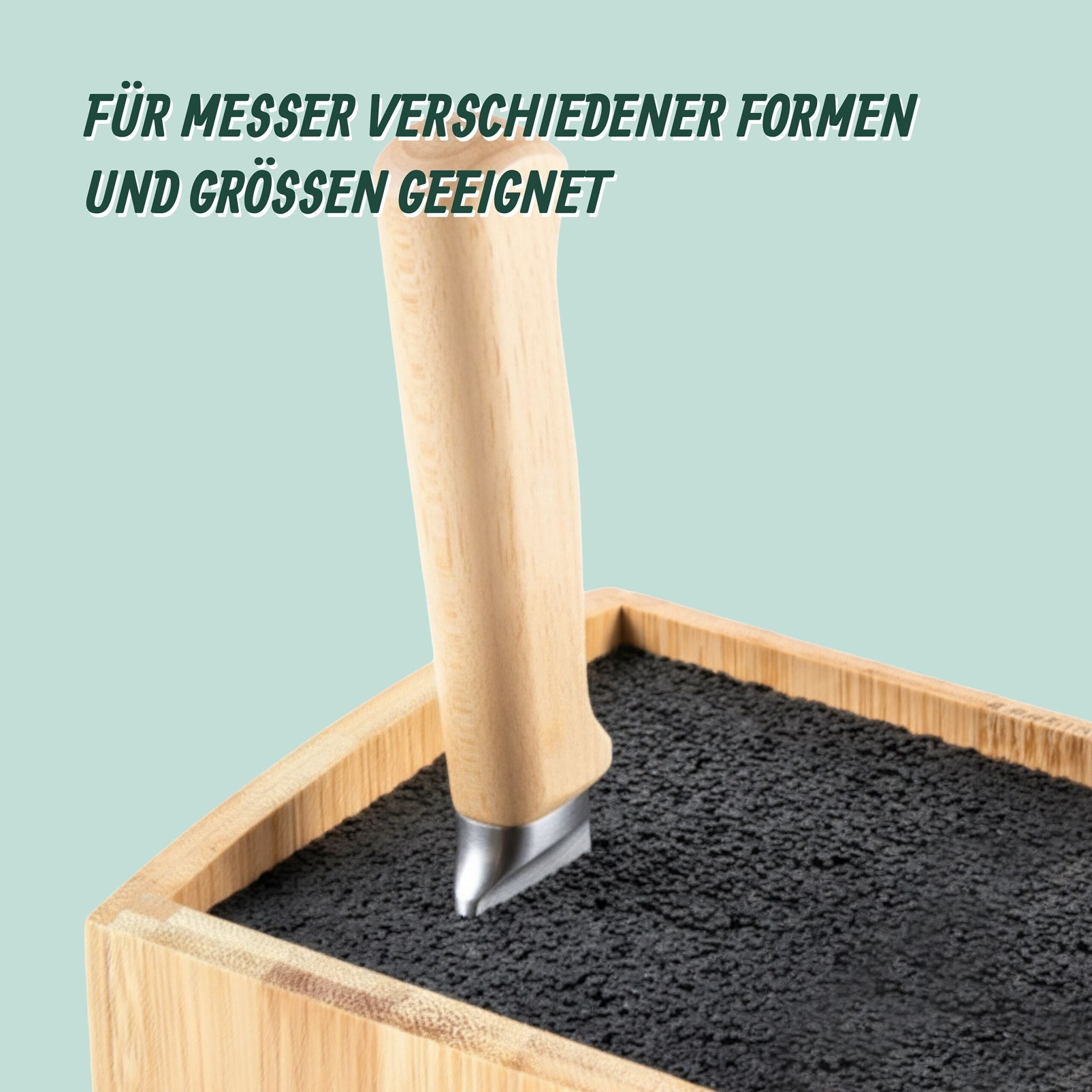 Messerblock Bambus mit Borsteneinsatz Hellbraun von Relaxdays