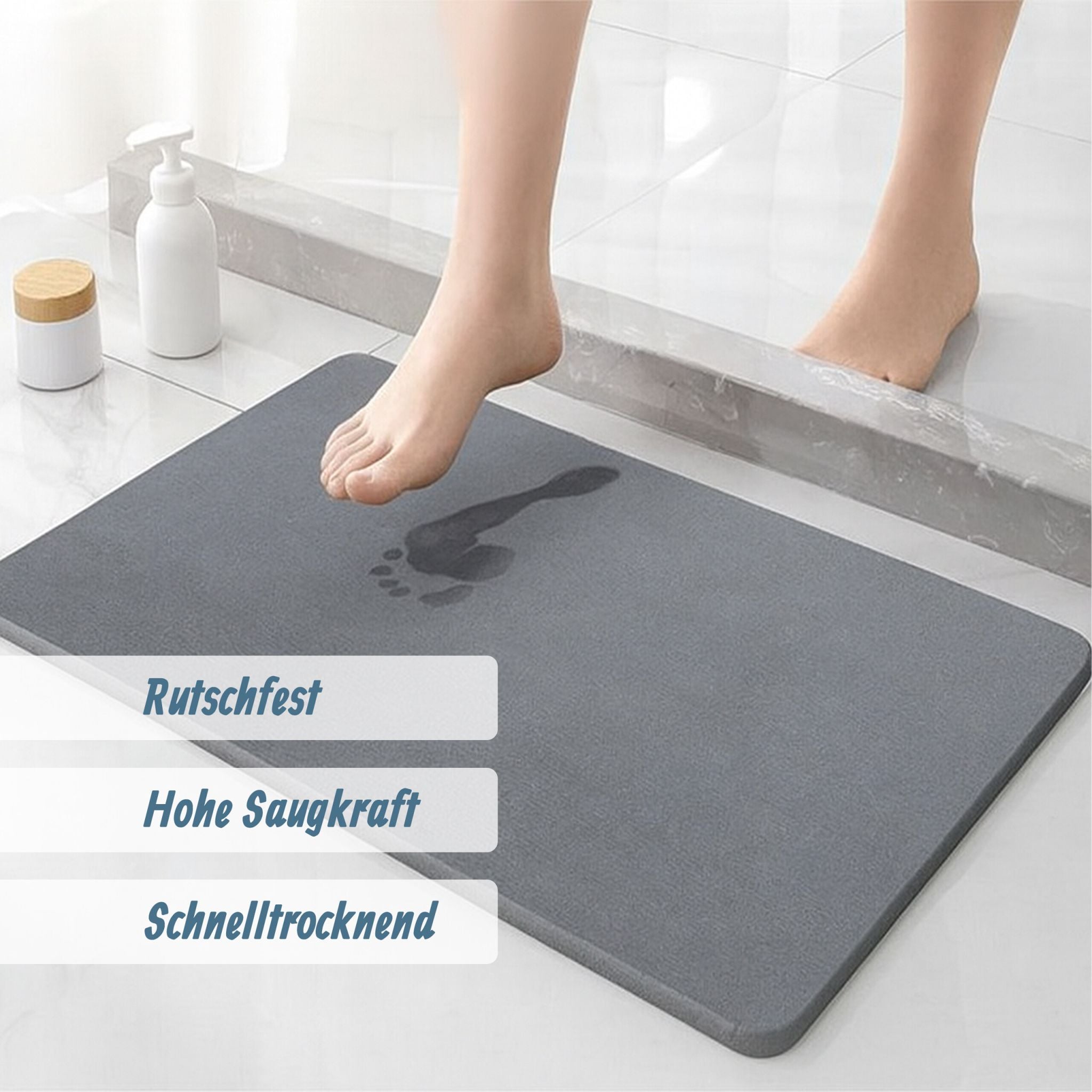Badematte Kieselgur Grau von Relaxdays