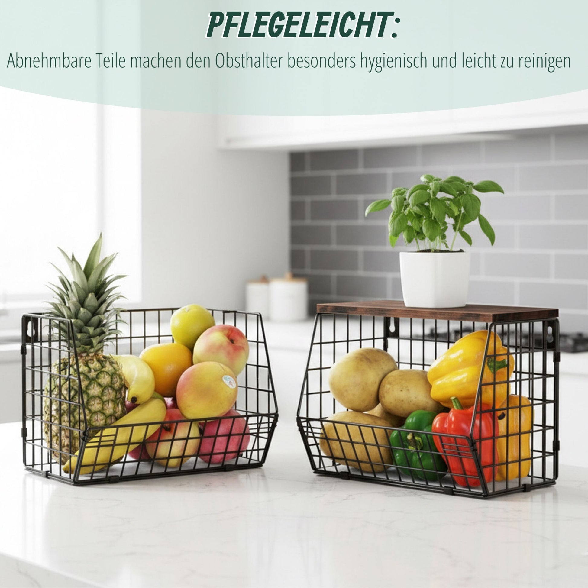 Obstkorb Wandregal Dunkelbraun-Schwarz von Relaxdays