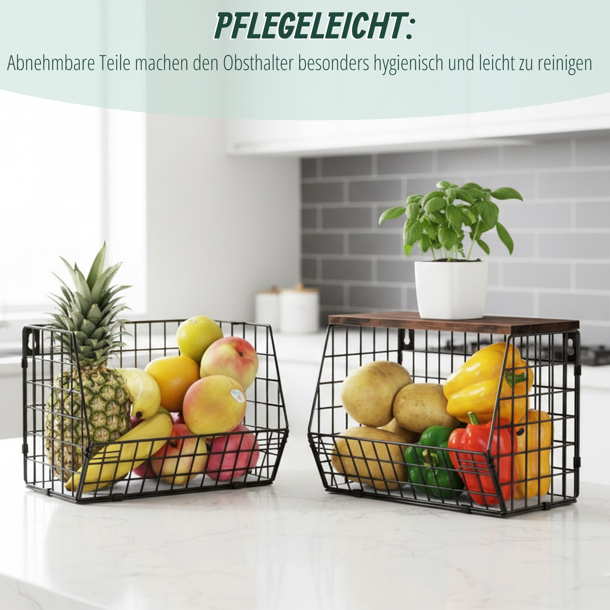 Obstkorb Wandregal Dunkelbraun-Schwarz von Relaxdays