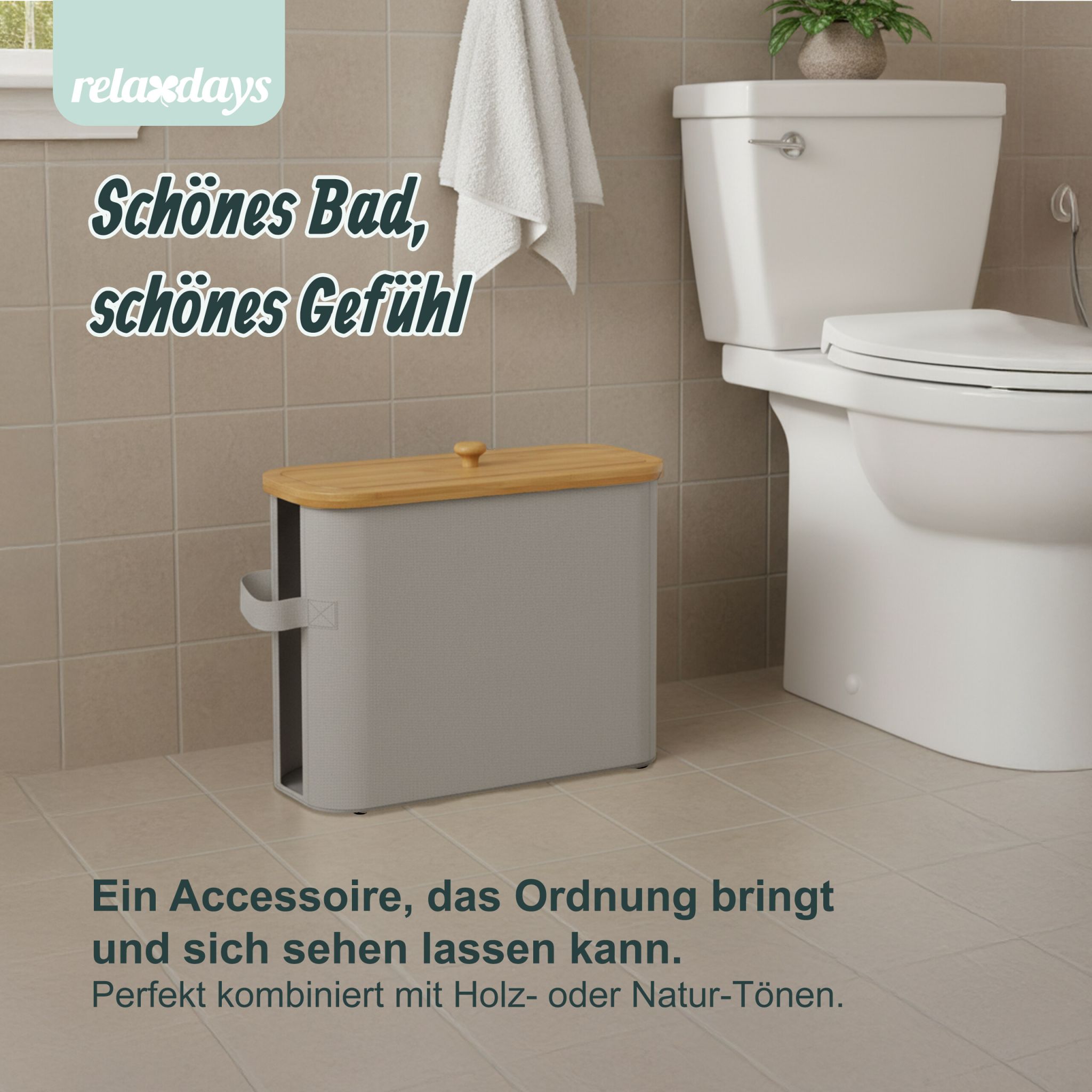 Toilettenpapier Aufbewahrung 12 Rollen Hellbraun-Grau
