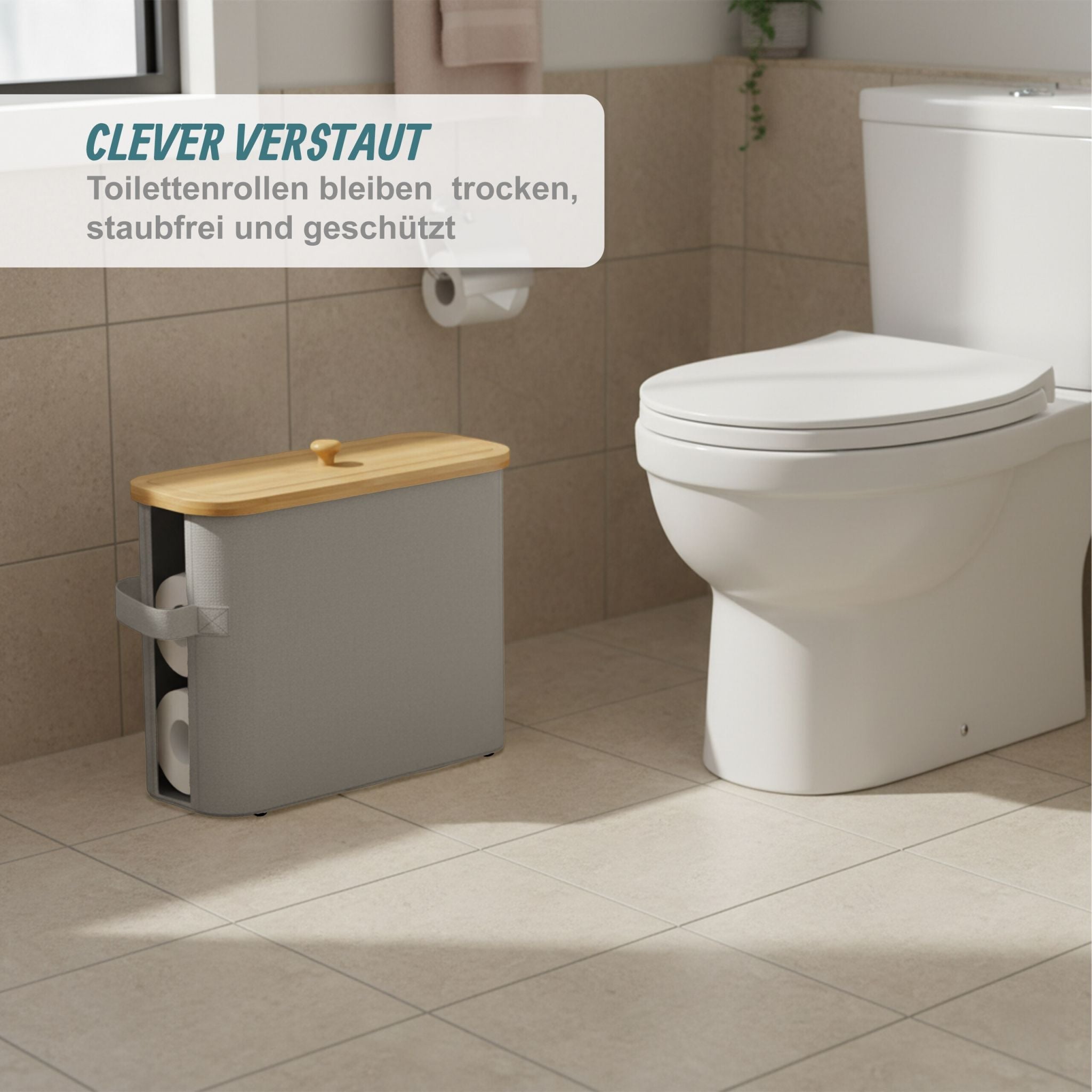 Toilettenpapier Aufbewahrung 12 Rollen Hellbraun-Grau