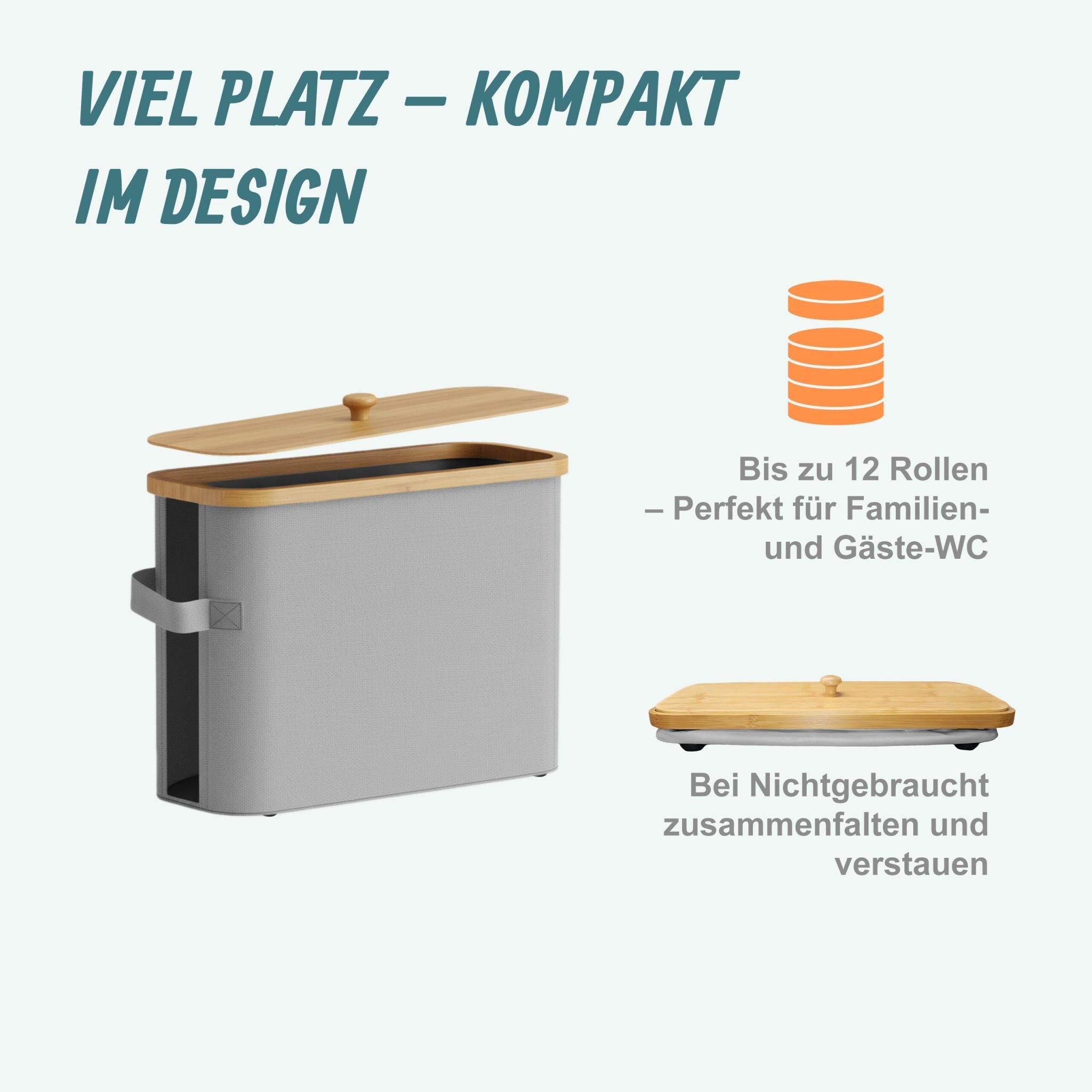 Toilettenpapier Aufbewahrung 12 Rollen Hellbraun-Grau