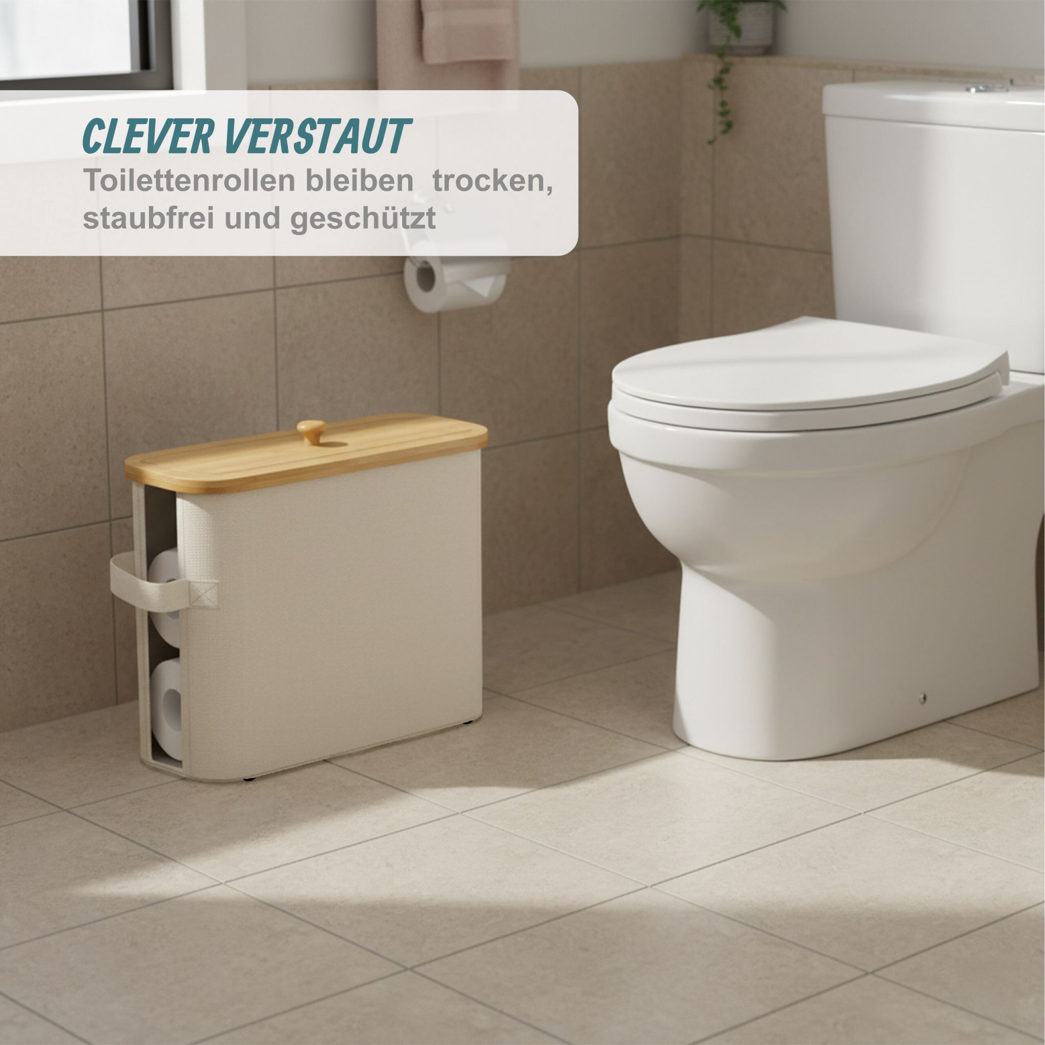 Toilettenpapier Aufbewahrung 12 Rollen Beige-Hellbraun