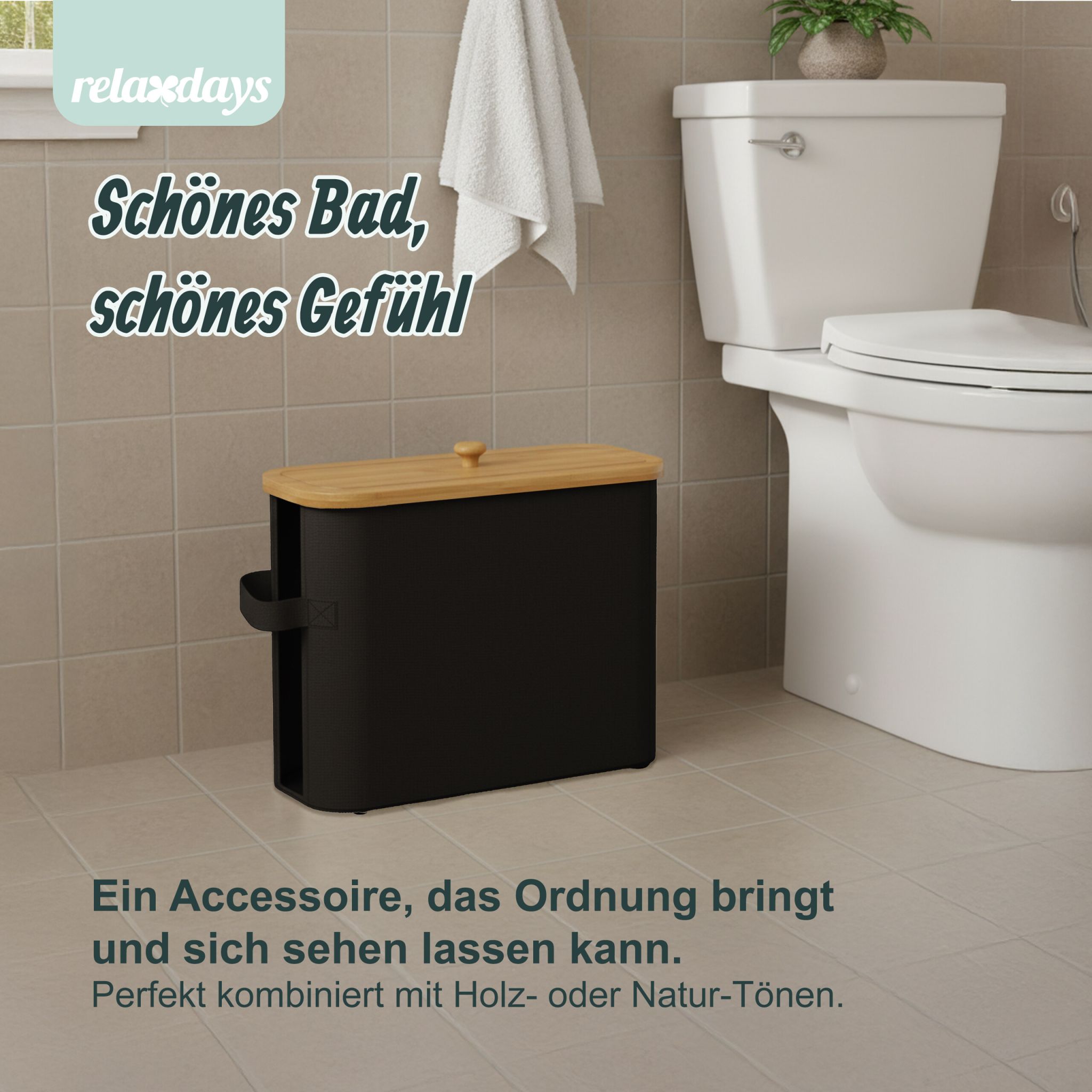 Toilettenpapier Aufbewahrung 12 Rollen Hellbraun-Schwarz