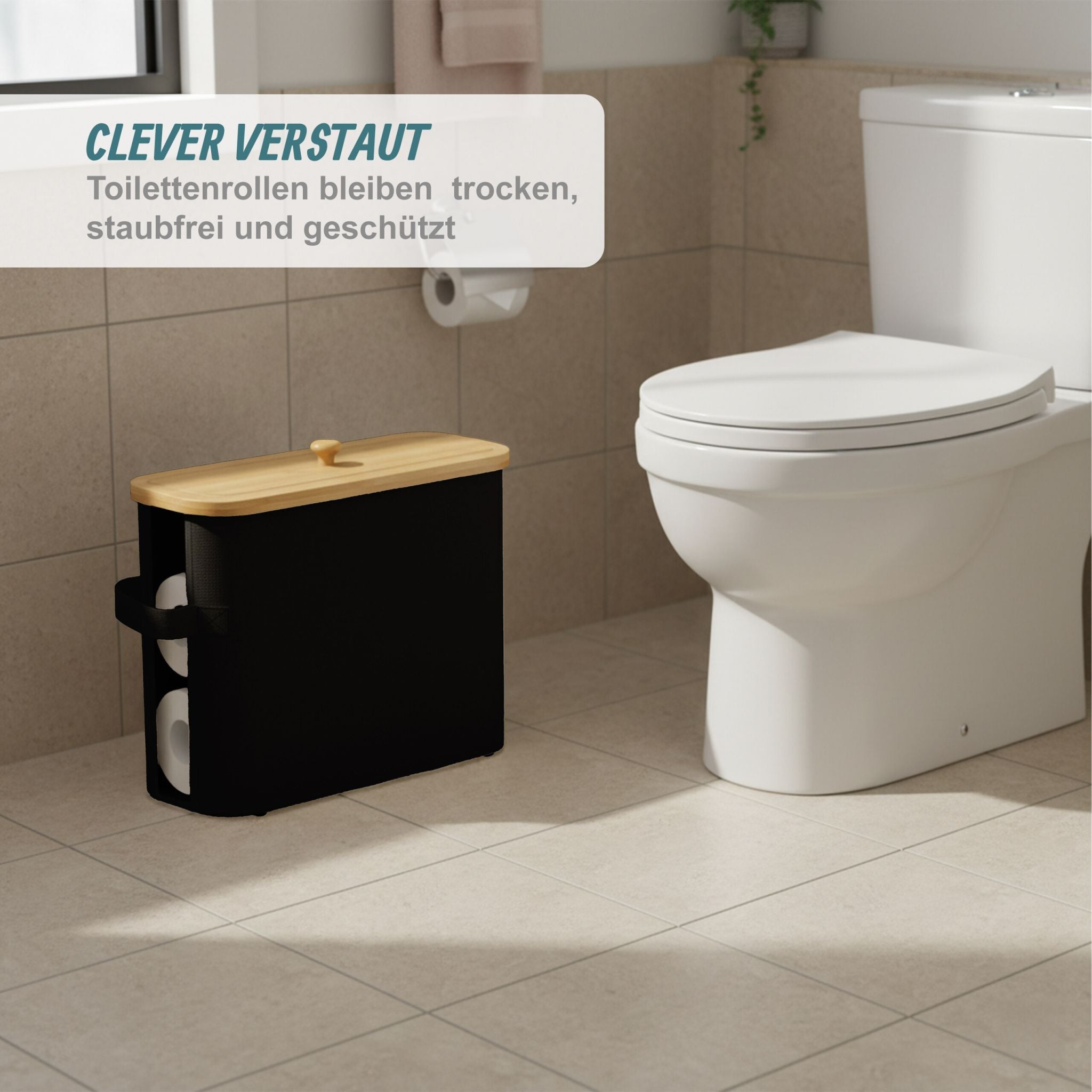 Toilettenpapier Aufbewahrung 12 Rollen Hellbraun-Schwarz