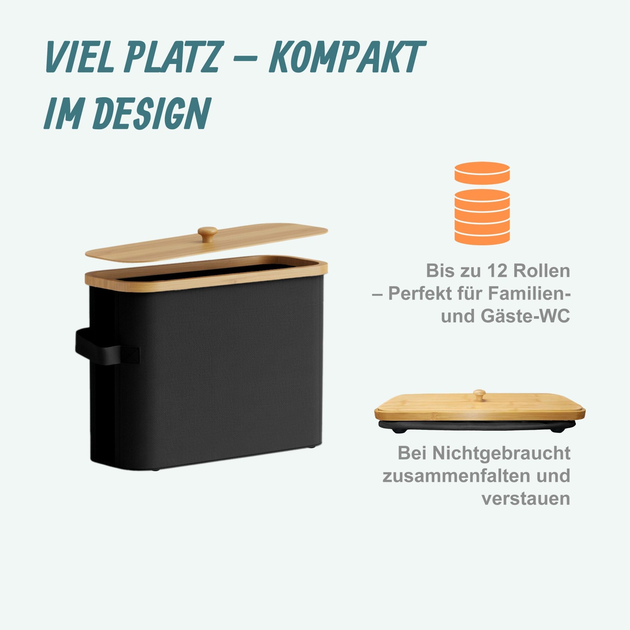 Toilettenpapier Aufbewahrung 12 Rollen Hellbraun-Schwarz