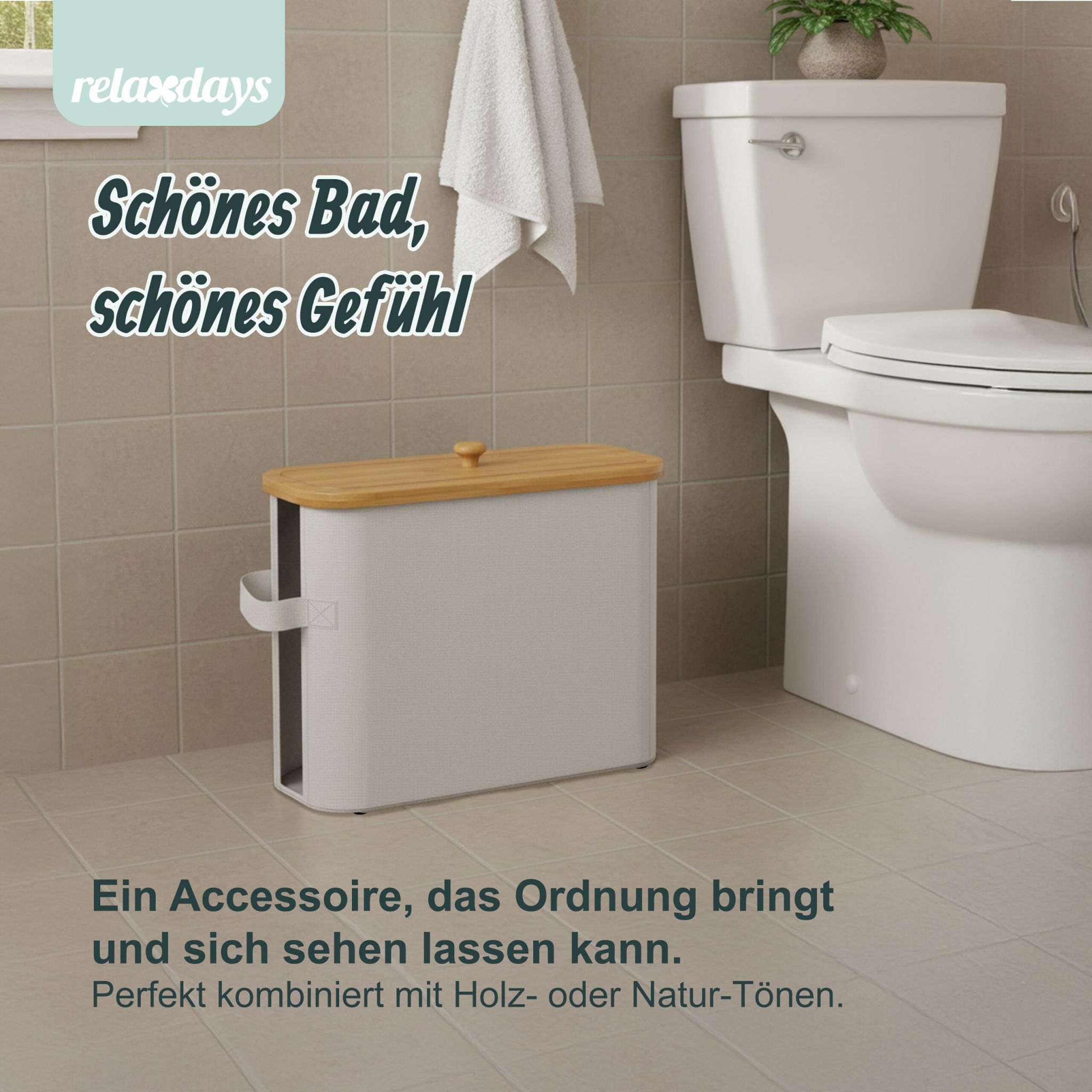 Toilettenpapier Aufbewahrung 12 Rollen Weiss-Hellbraun