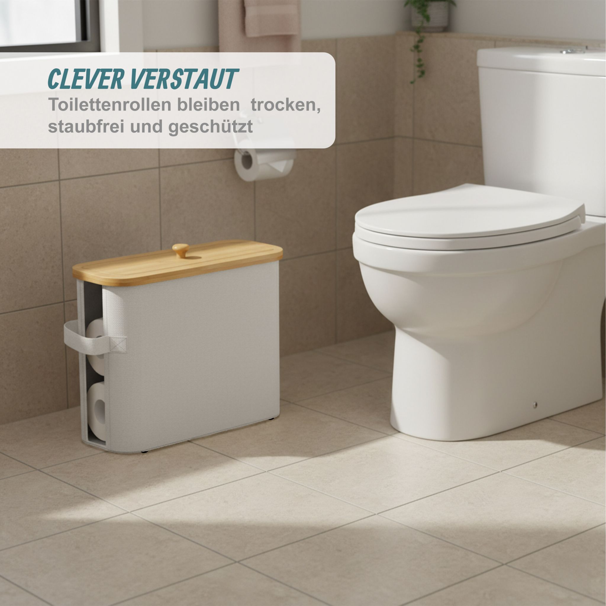 Toilettenpapier Aufbewahrung 12 Rollen Weiss-Hellbraun