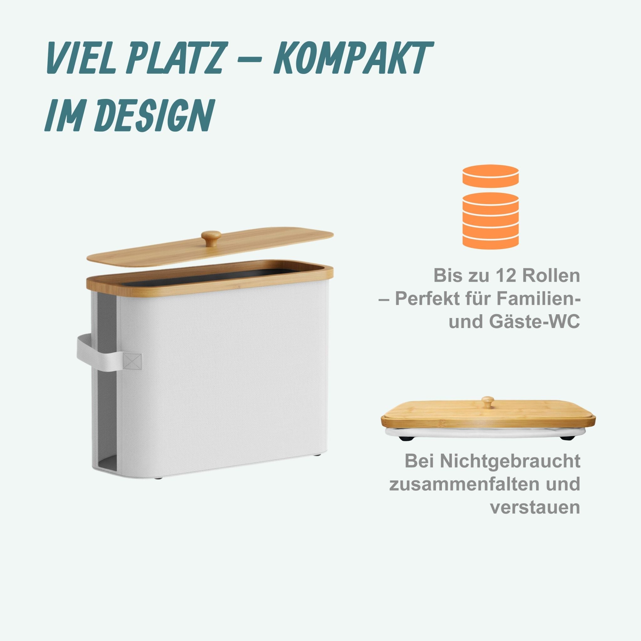 Toilettenpapier Aufbewahrung 12 Rollen Weiss-Hellbraun