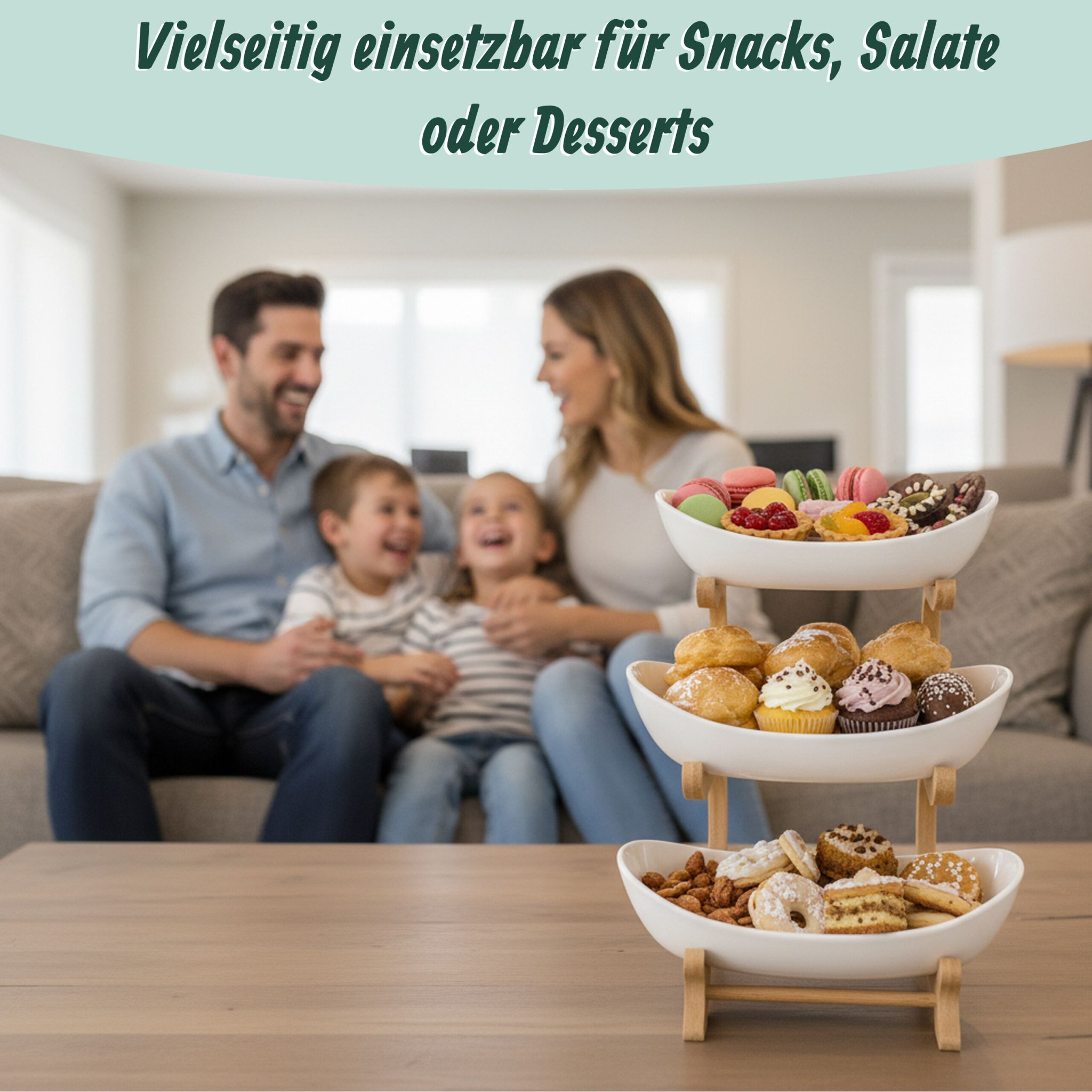 Obst Etagere Bambus Kunststoff 3 Etagen Weiss-Hellbraun von Relaxdays