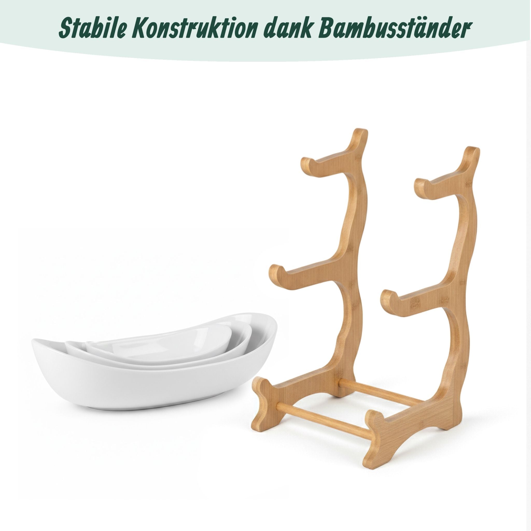 Obst Etagere Bambus Kunststoff 3 Etagen Weiss-Hellbraun von Relaxdays