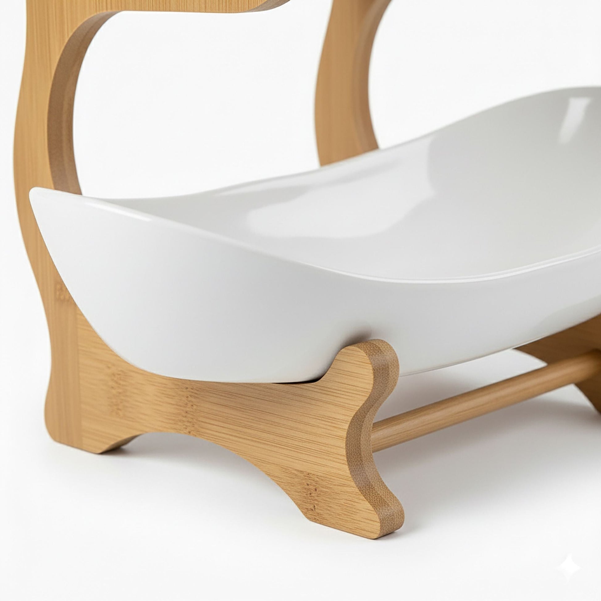 Obst Etagere Bambus Kunststoff 3 Etagen Weiss-Hellbraun von Relaxdays