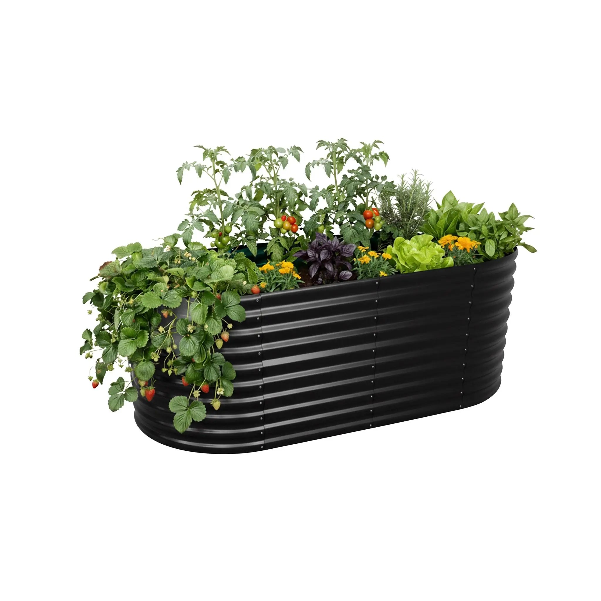 Hochbeet Metall halbrund Schwarz von Relaxdays