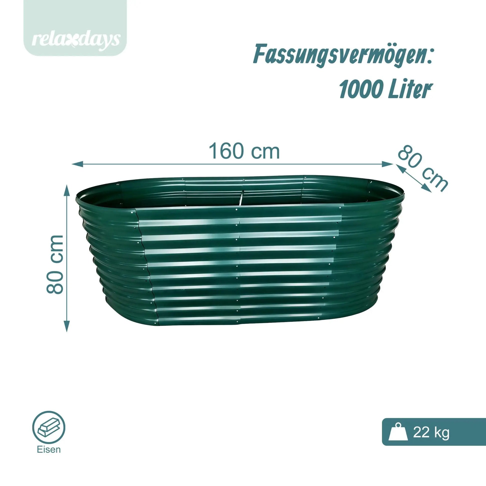 Hochbeet Metall halbrund Grün von Relaxdays