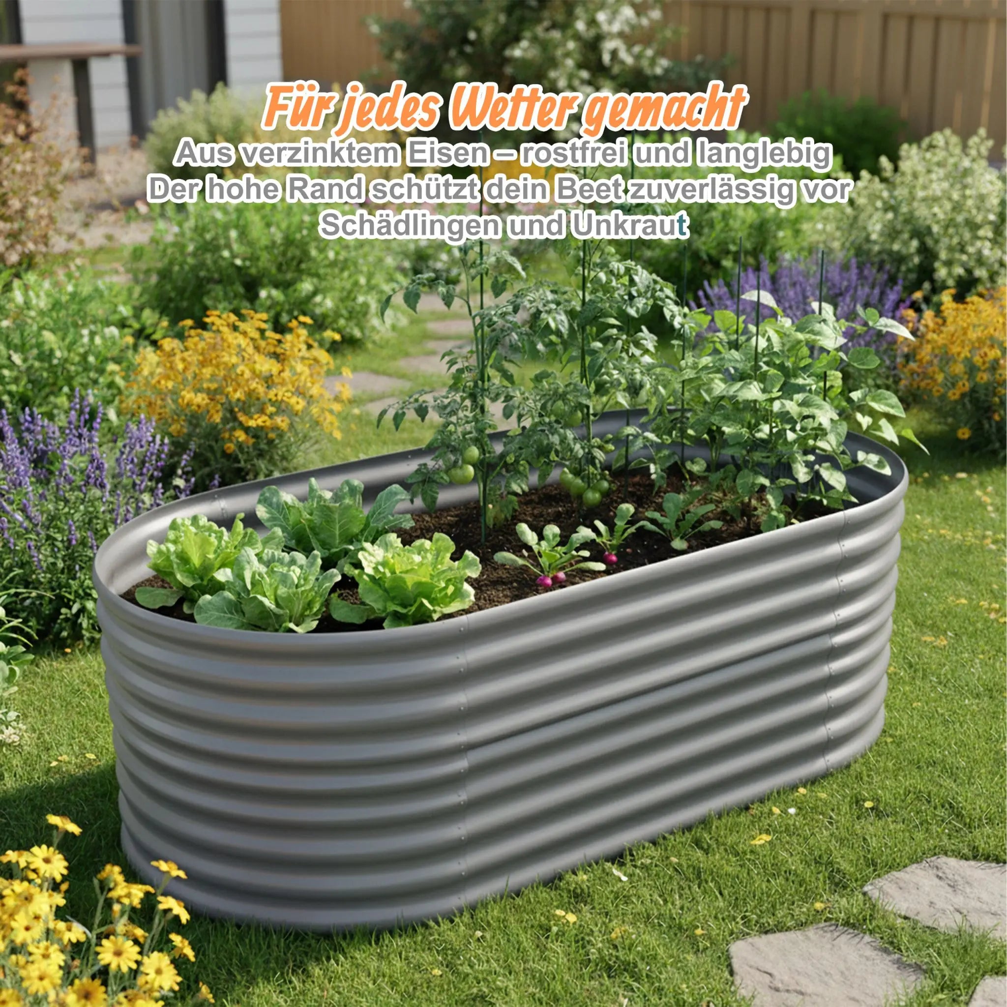 Hochbeet Metall halbrund Grau von Relaxdays