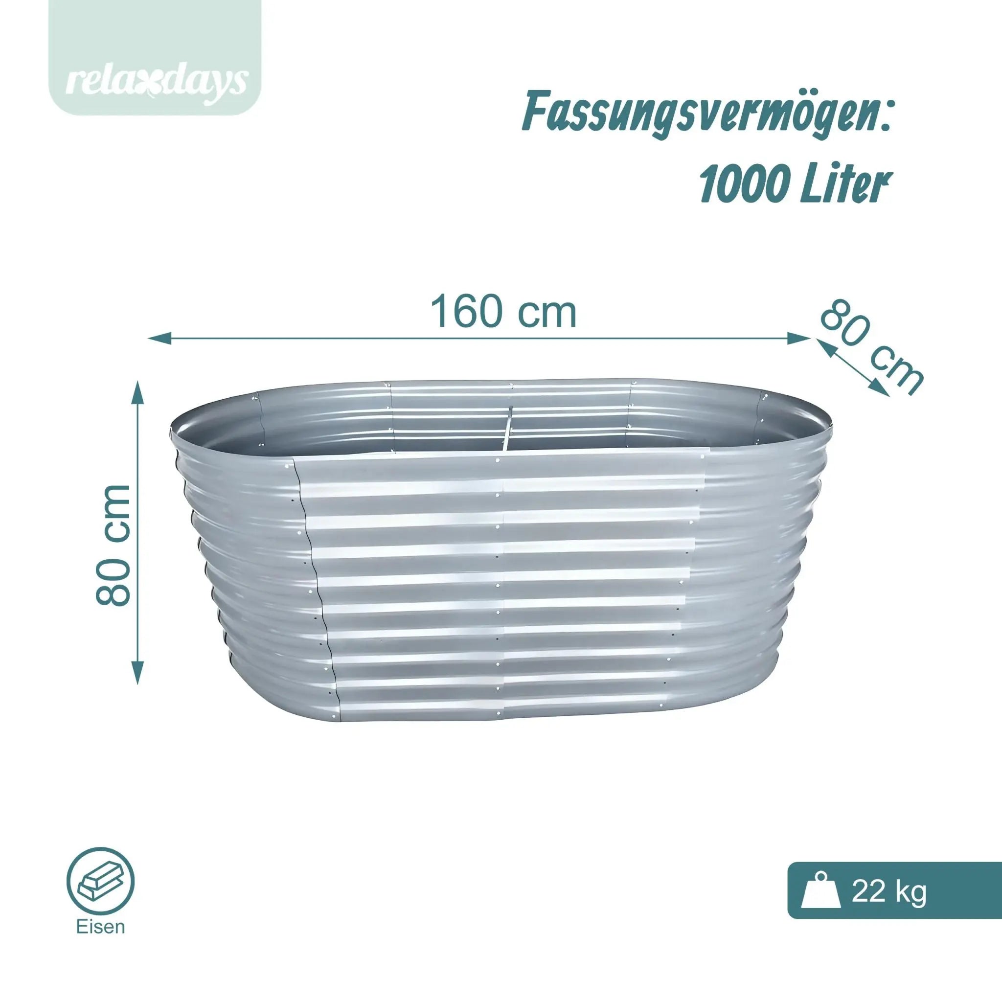 Hochbeet Metall halbrund Grau von Relaxdays
