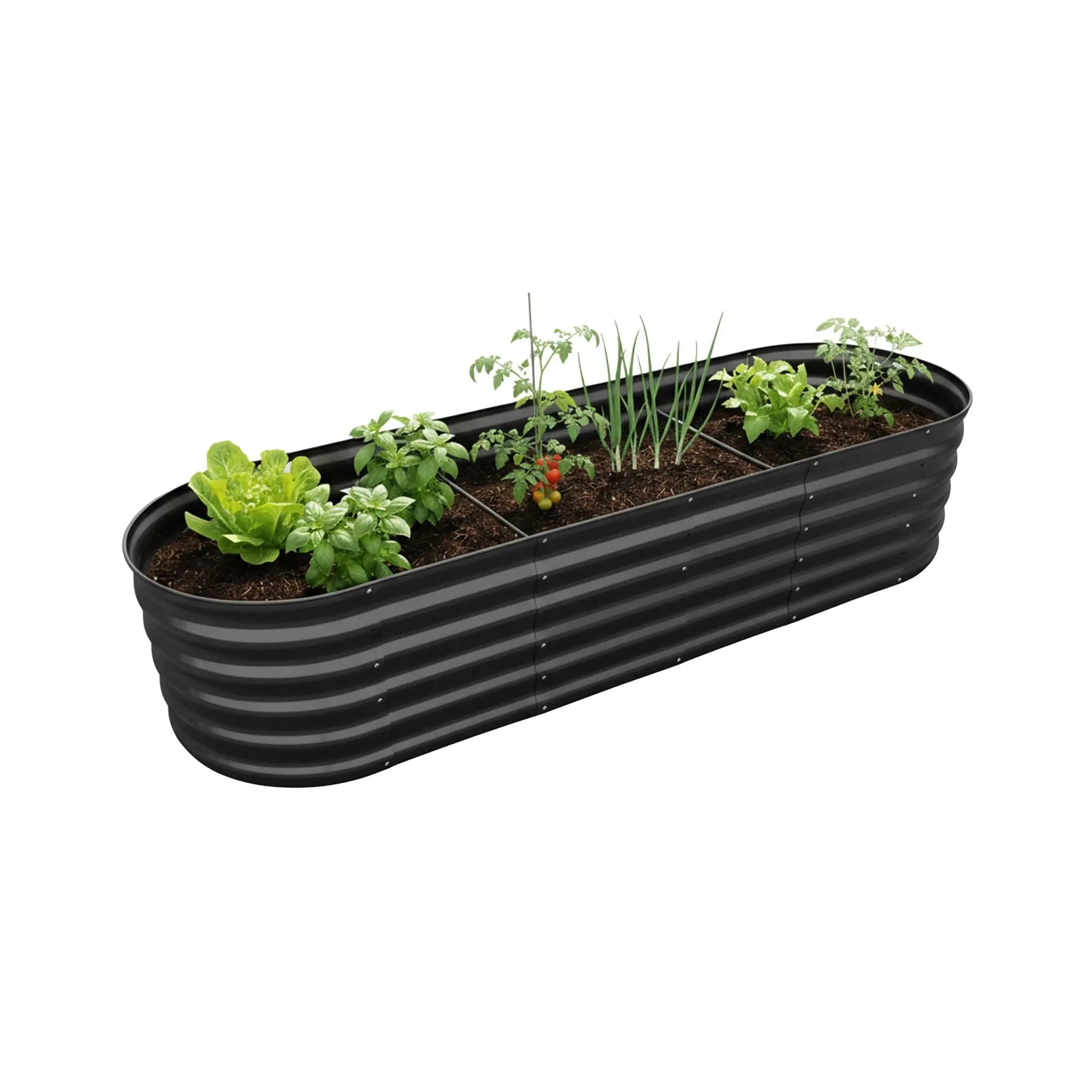 Hochbeet Metall halbrund Anthrazit von Relaxdays