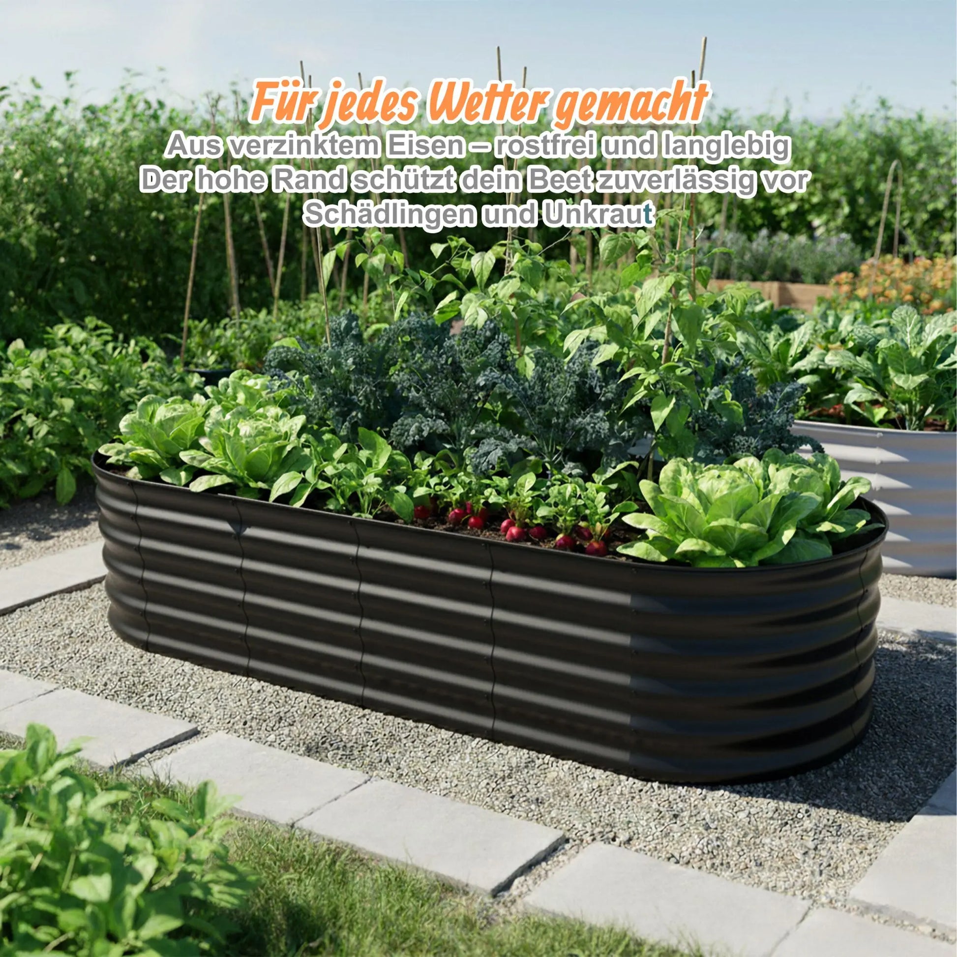 Hochbeet Metall halbrund Schwarz von Relaxdays