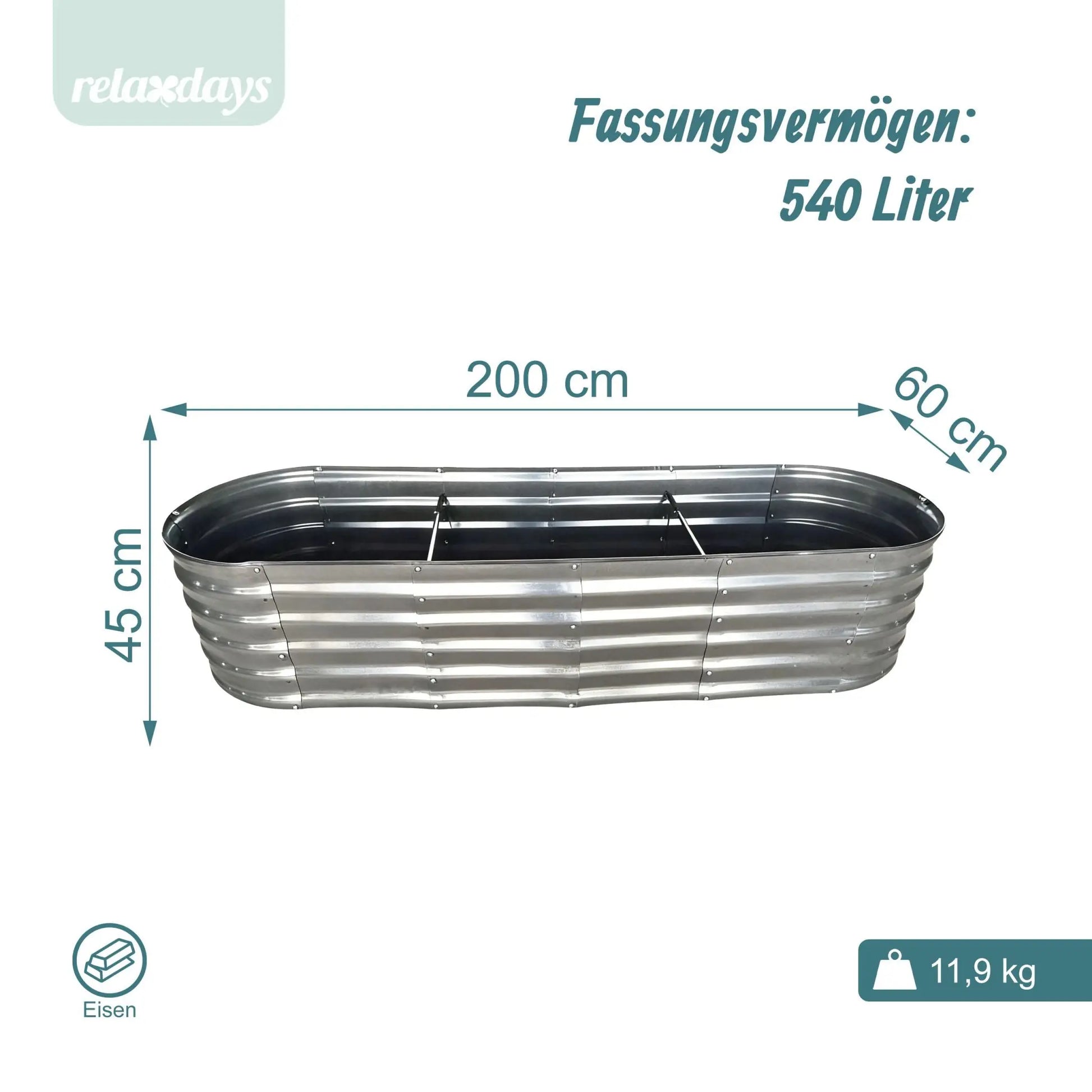Hochbeet Metall halbrund Silber von Relaxdays
