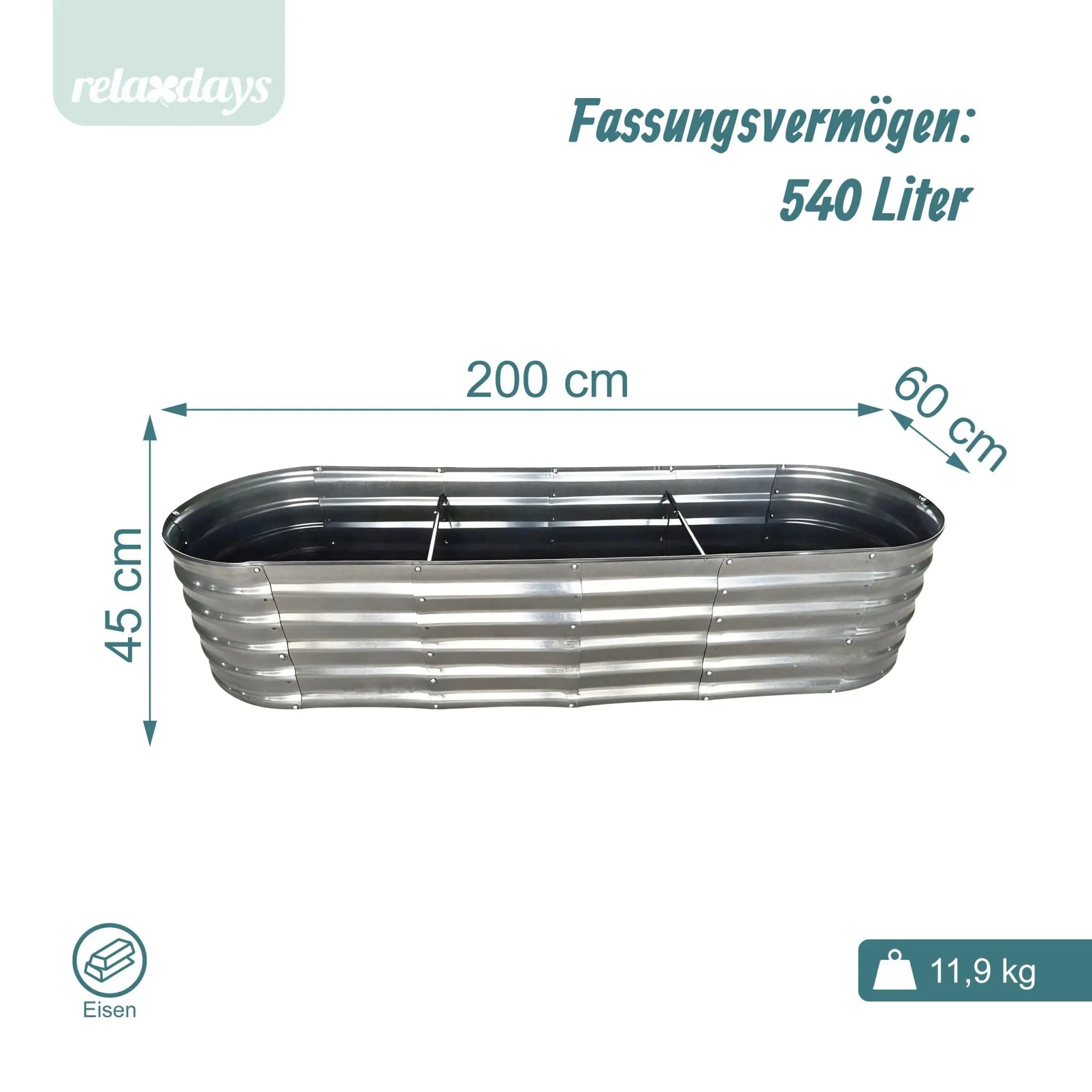 Hochbeet Metall halbrund Silber von Relaxdays