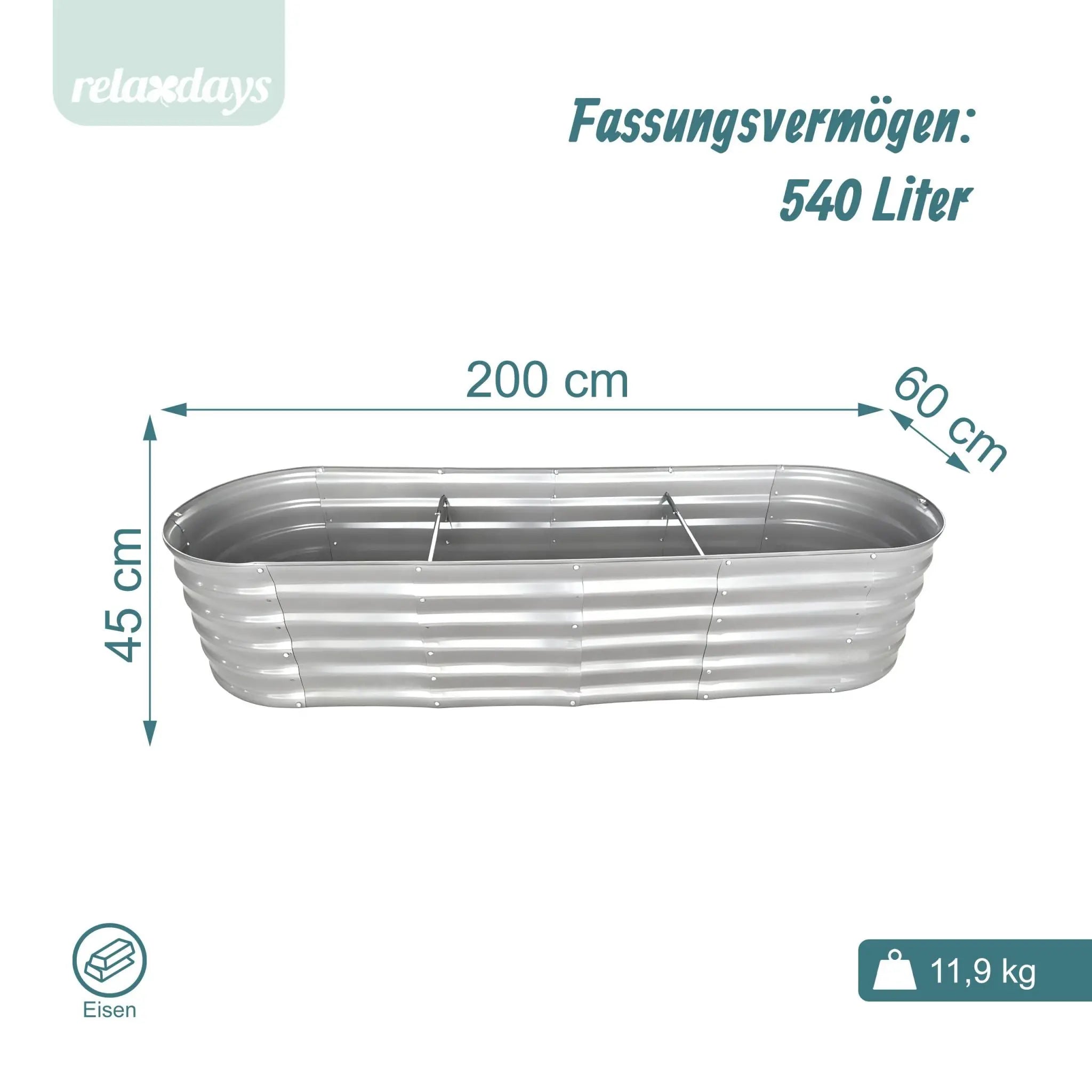 Hochbeet Metall halbrund Grau von Relaxdays