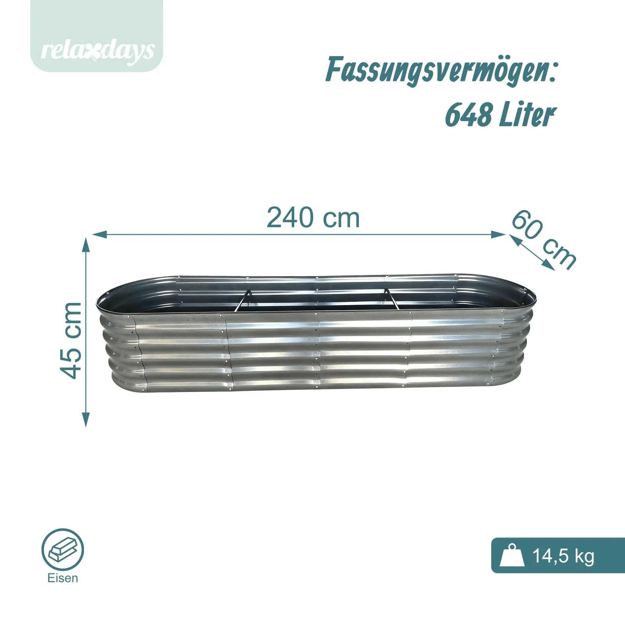 Hochbeet Metall halbrund Silber von Relaxdays