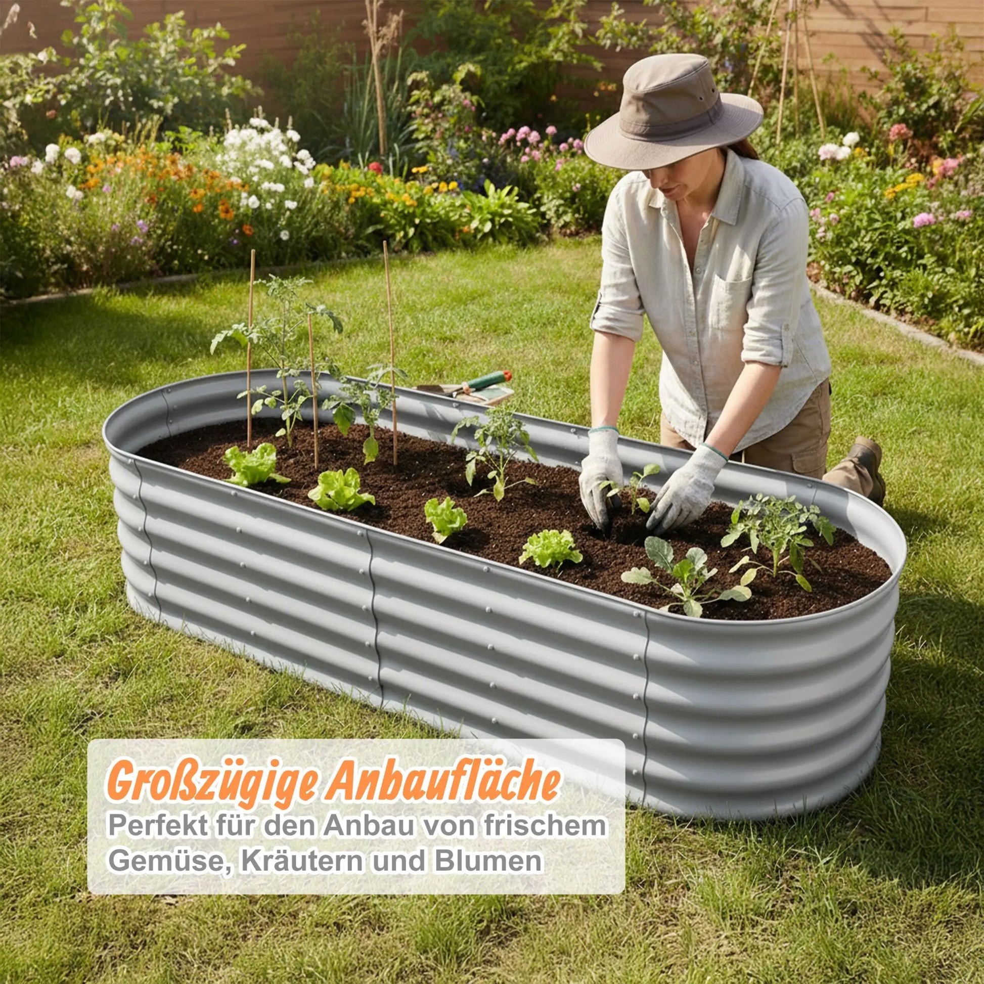 Hochbeet Metall halbrund Grau von Relaxdays