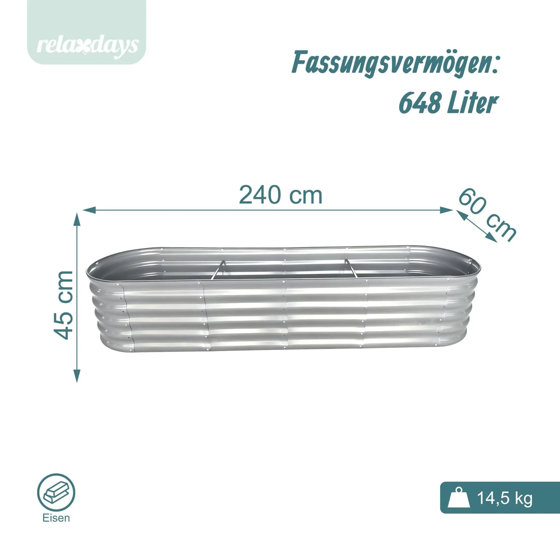 Hochbeet Metall halbrund Grau von Relaxdays