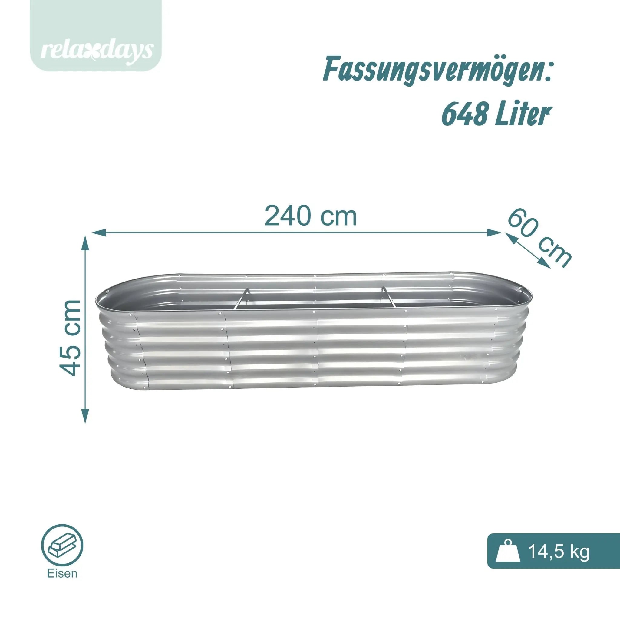 Hochbeet Metall halbrund Grau von Relaxdays