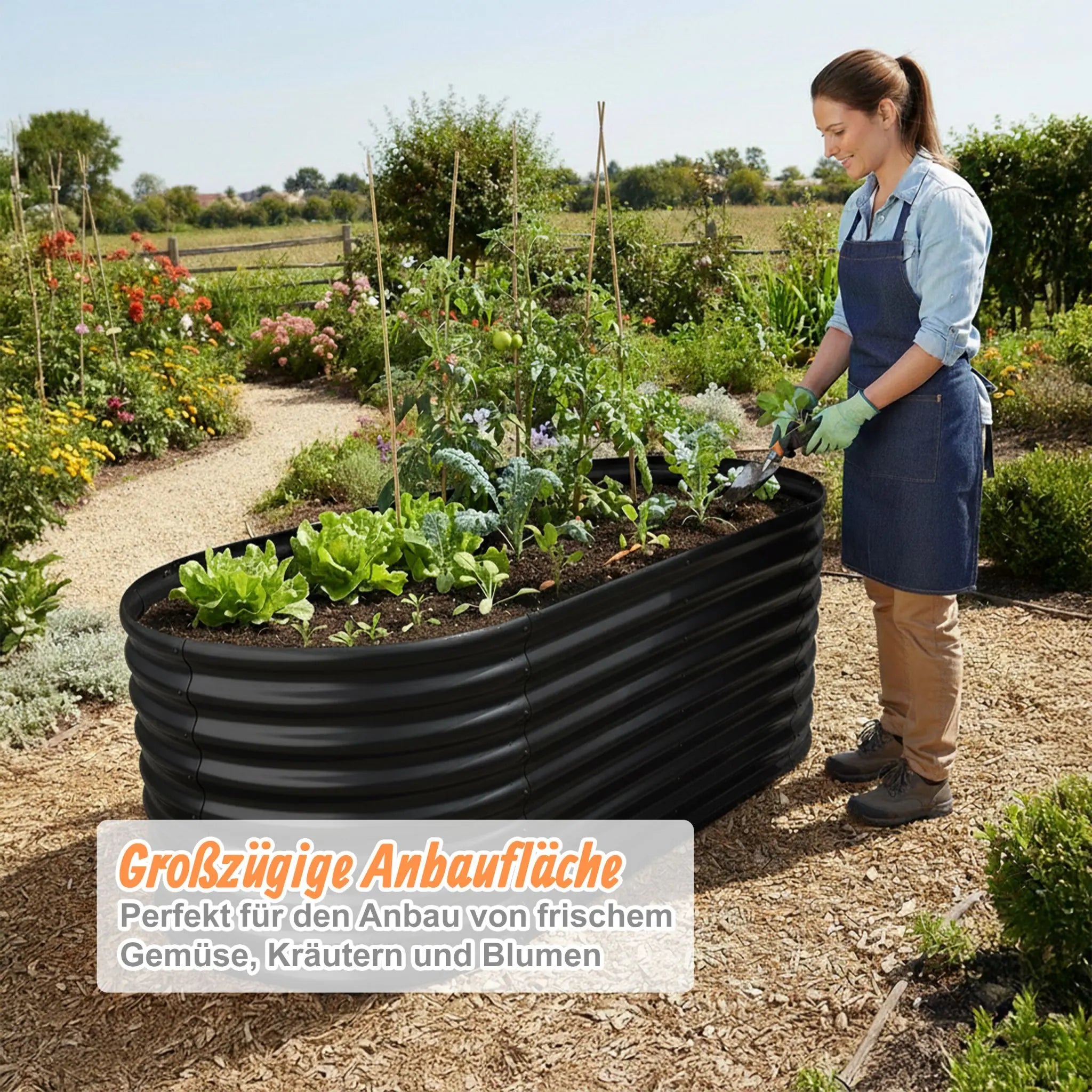 Hochbeet Metall halbrund Schwarz von Relaxdays