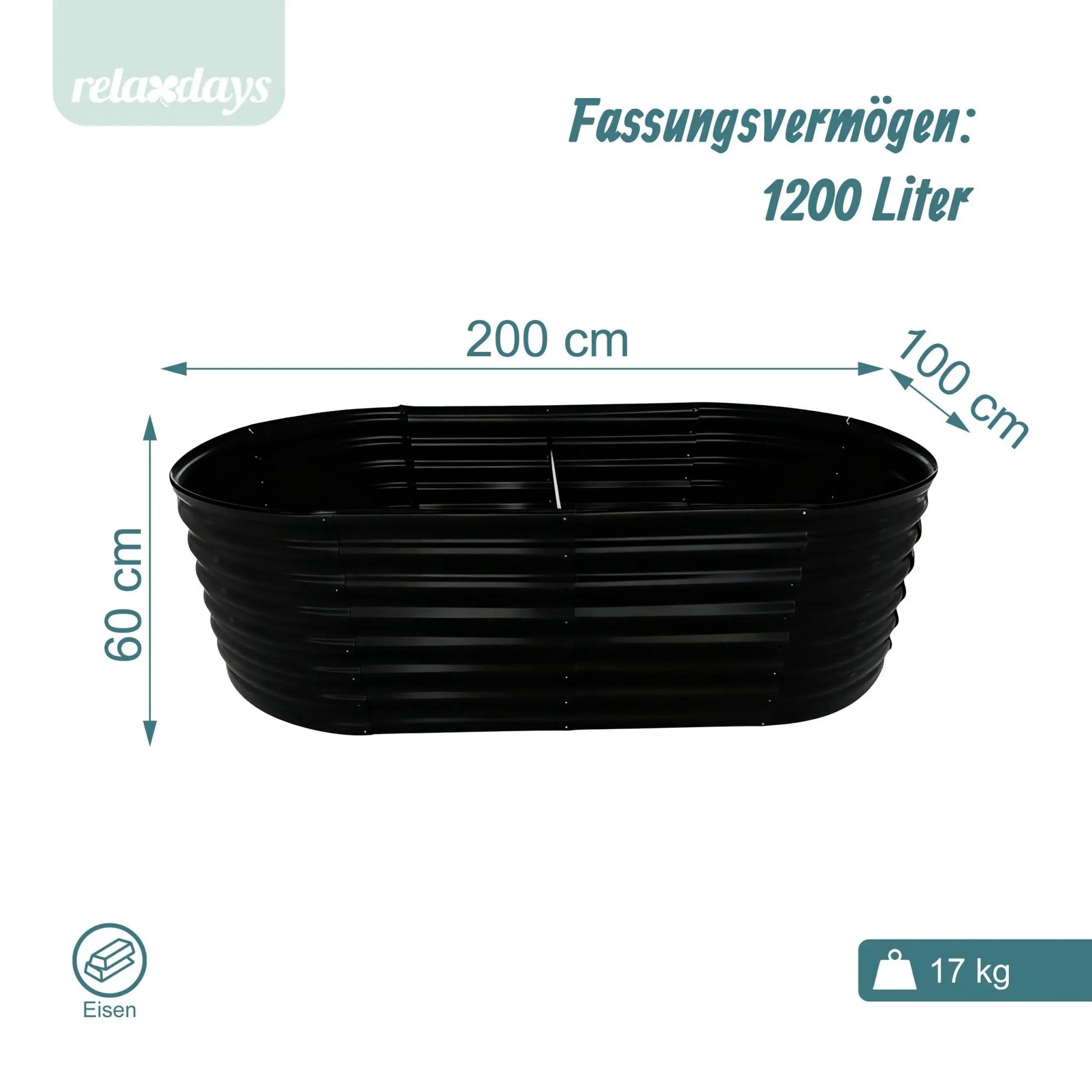 Hochbeet Metall halbrund Schwarz von Relaxdays
