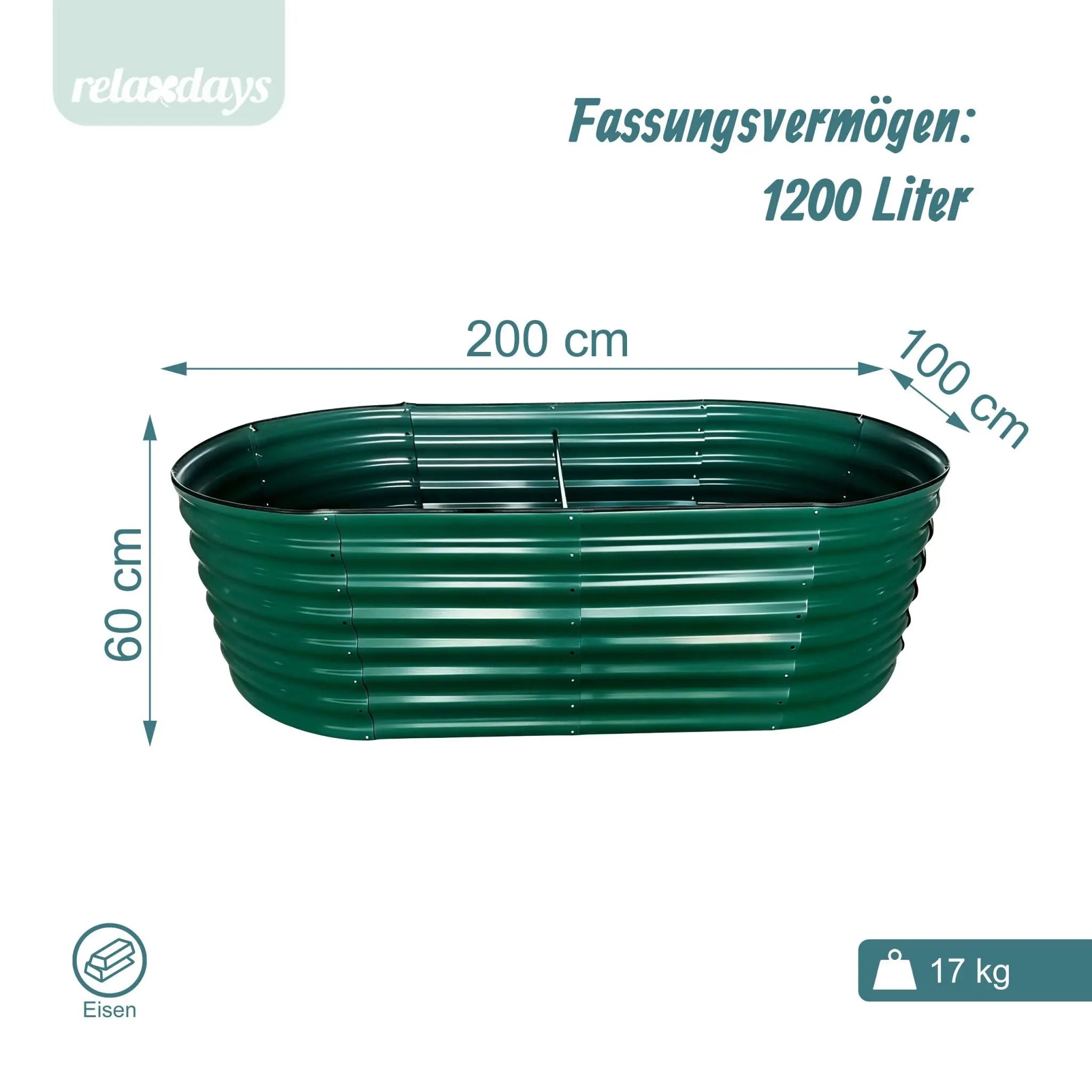 Hochbeet Metall halbrund Grün von Relaxdays