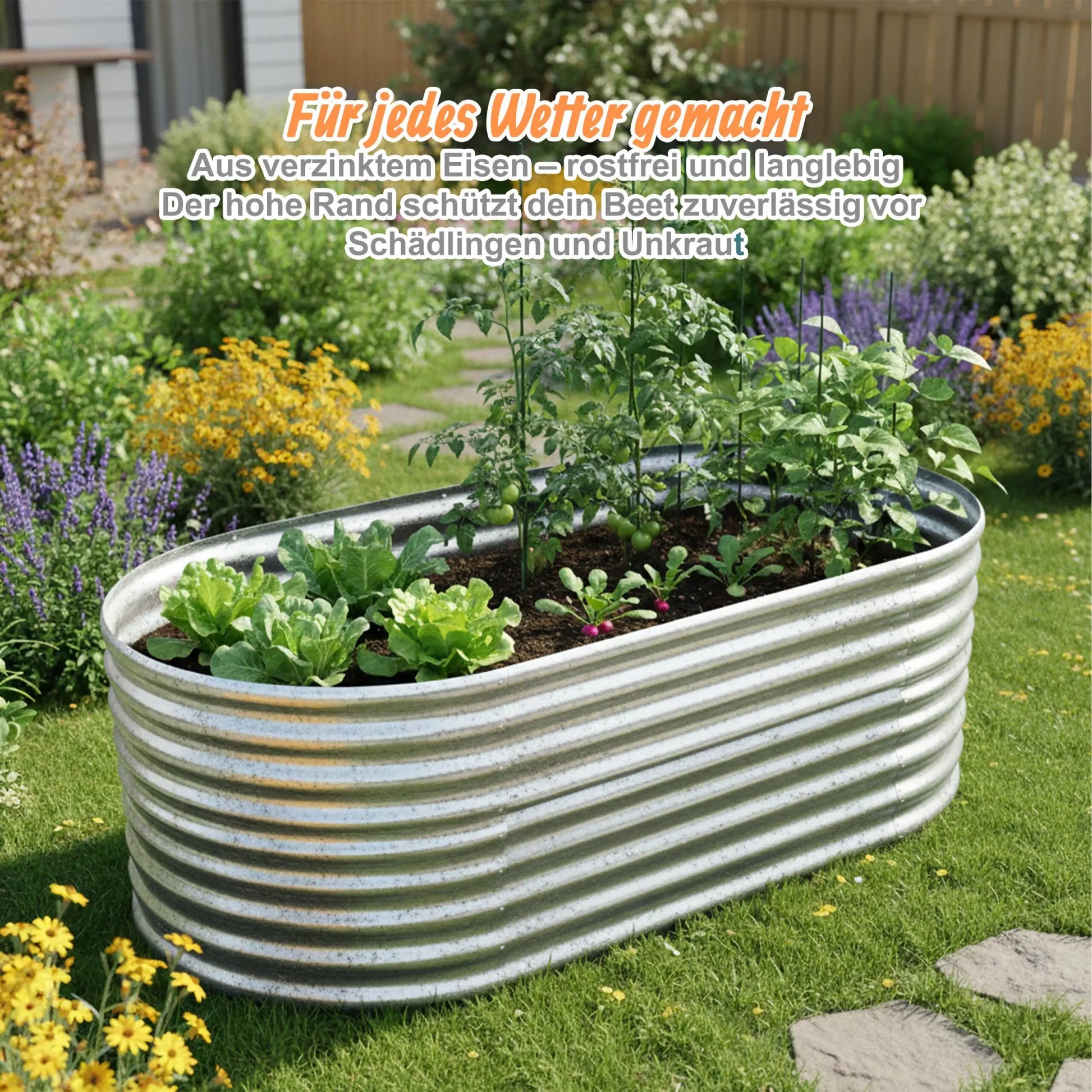 Hochbeet Metall halbrund Silber von Relaxdays