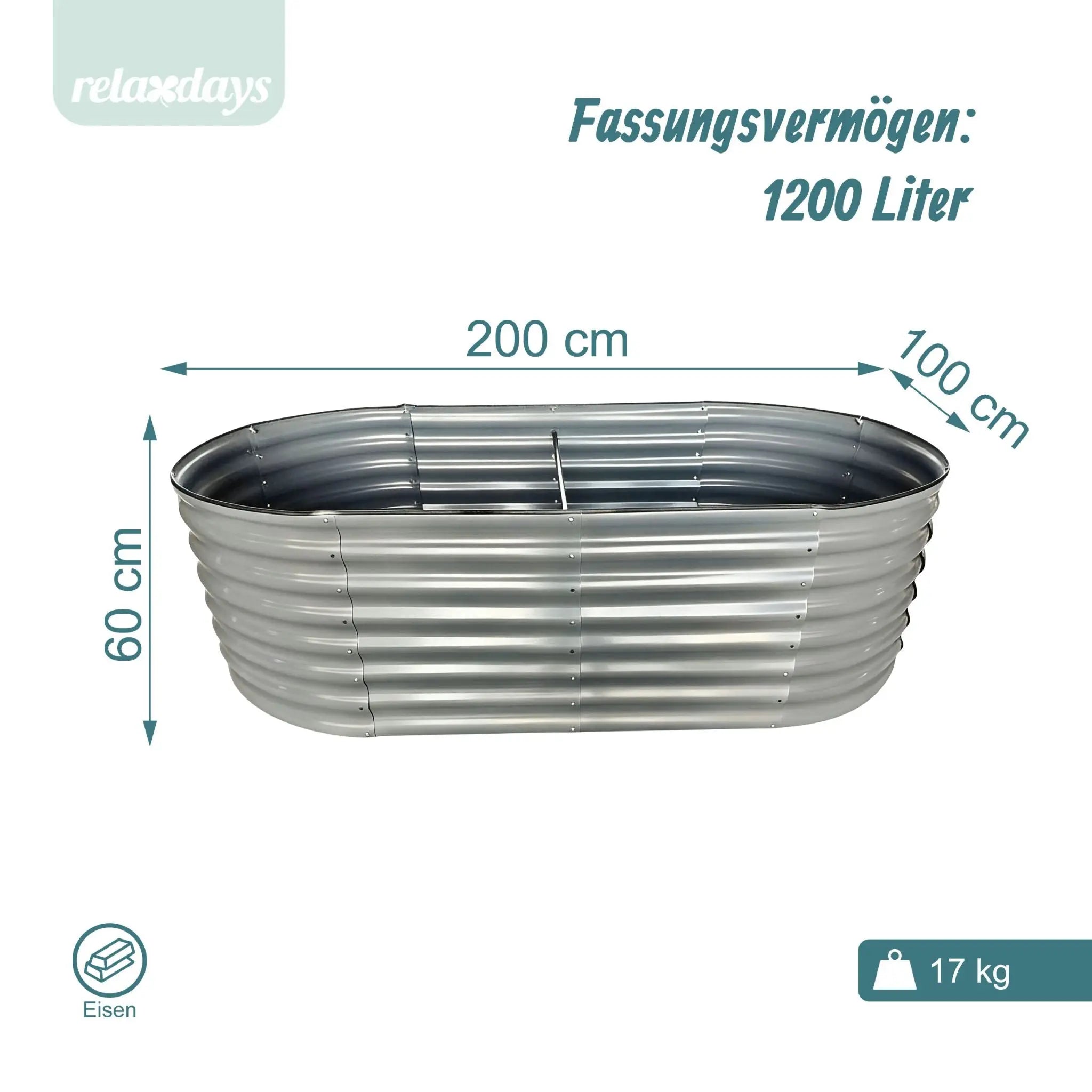 Hochbeet Metall halbrund Silber von Relaxdays