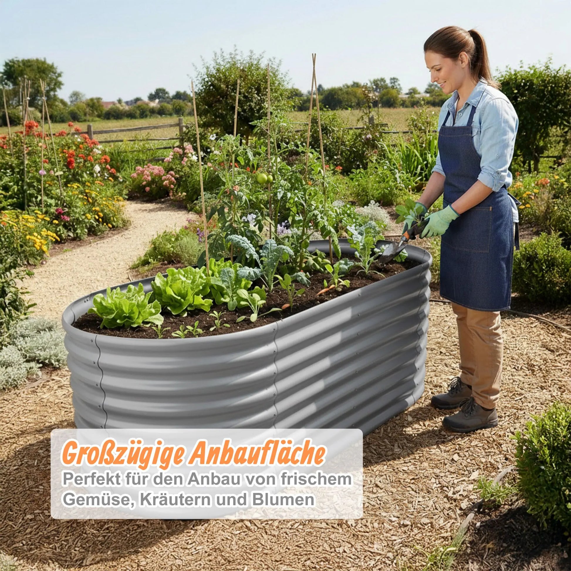 Hochbeet Metall halbrund Grau von Relaxdays