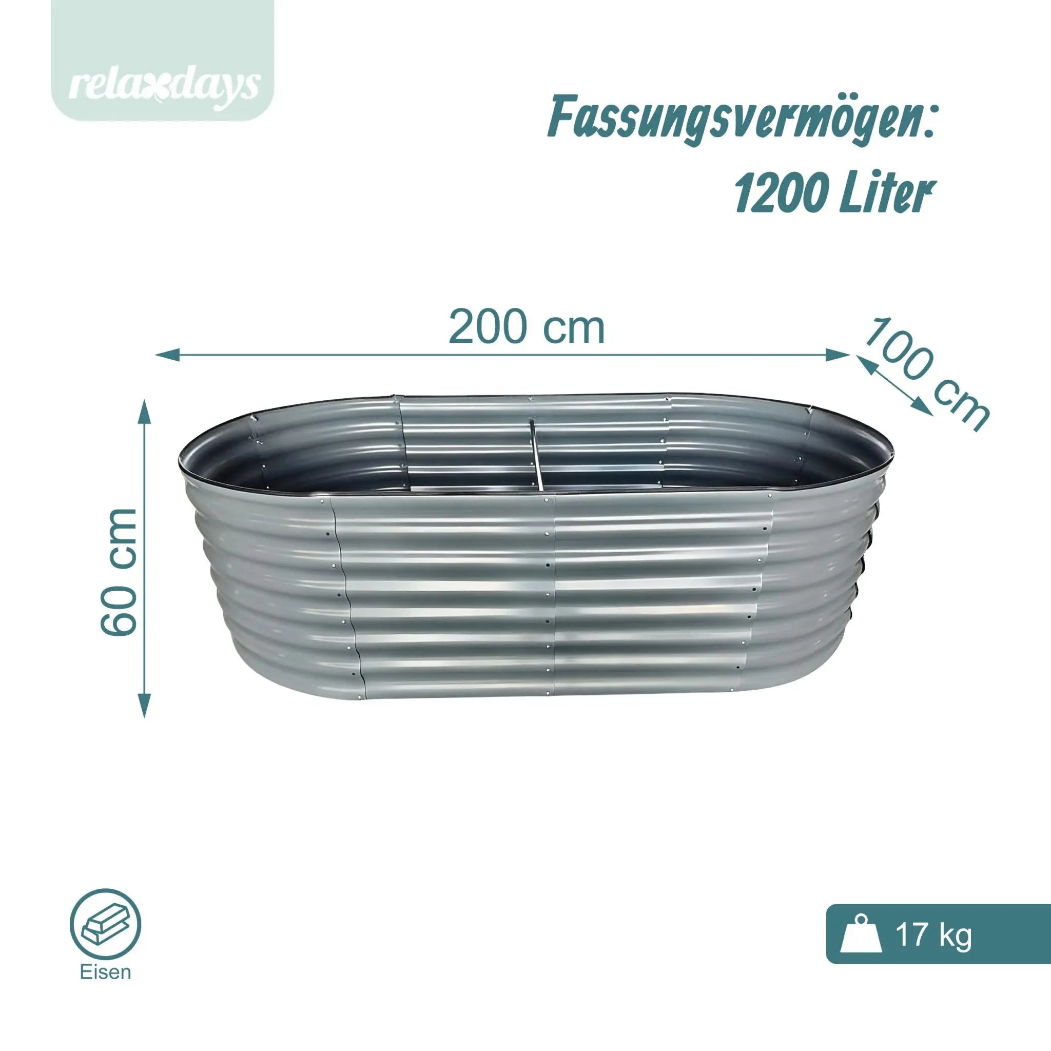 Hochbeet Metall halbrund Grau von Relaxdays