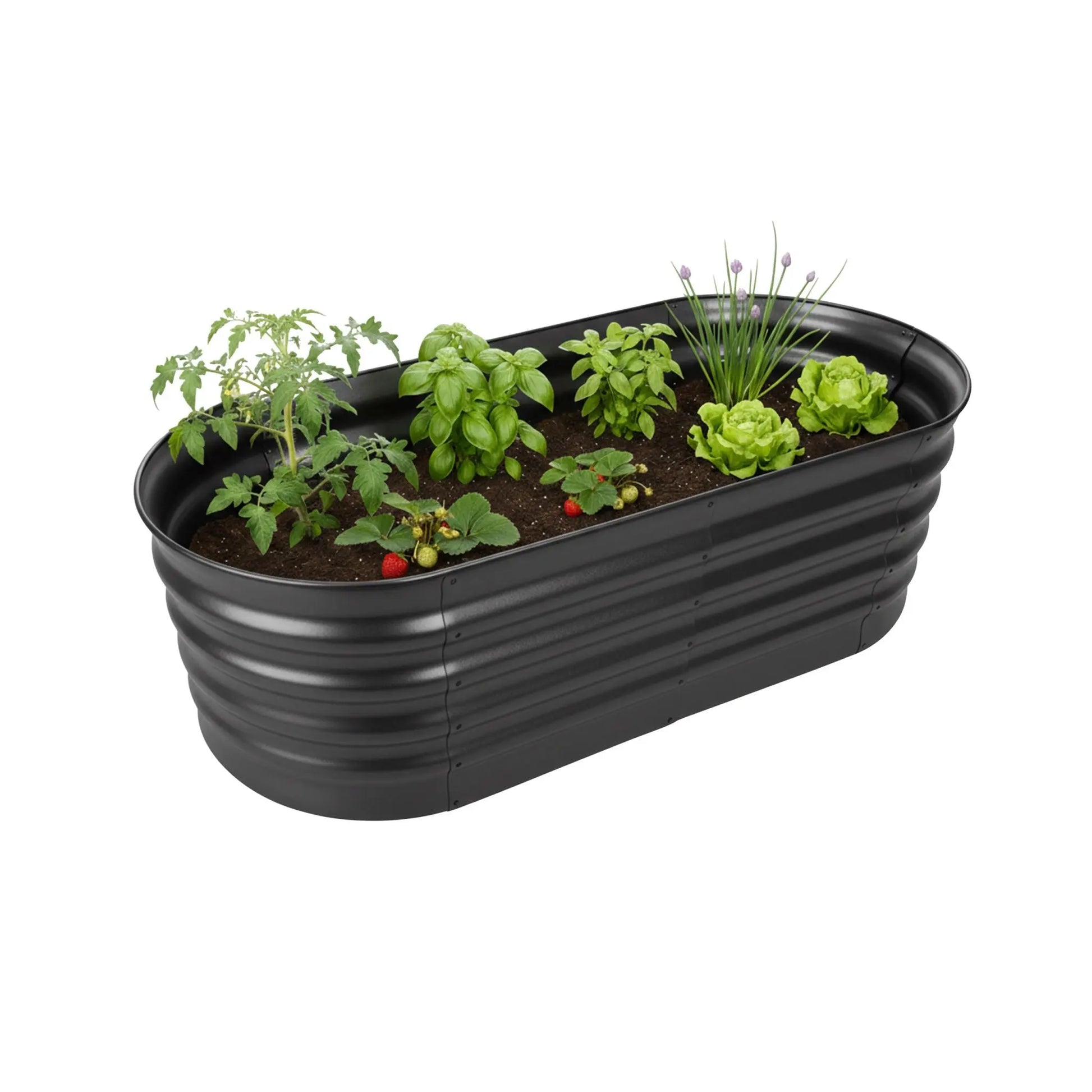 Hochbeet Metall halbrund Anthrazit von Relaxdays