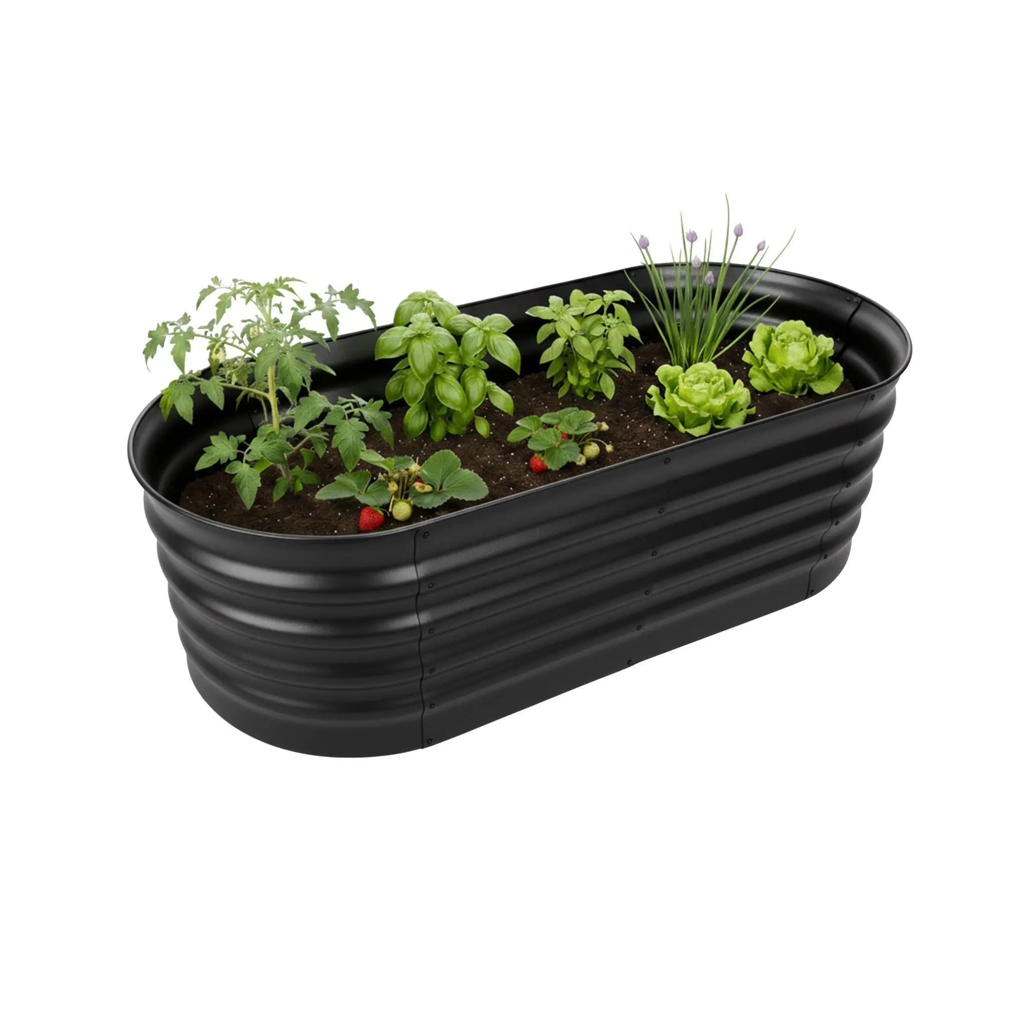Hochbeet Metall halbrund Schwarz von Relaxdays